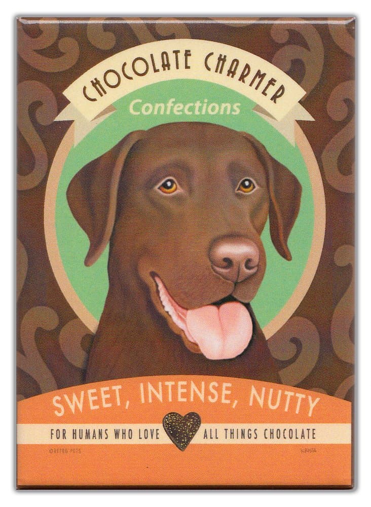 Retro Dogs Refrigerator Magnets: CHOCOLATE LAB | Vintage Advertising Art by Retro Pets