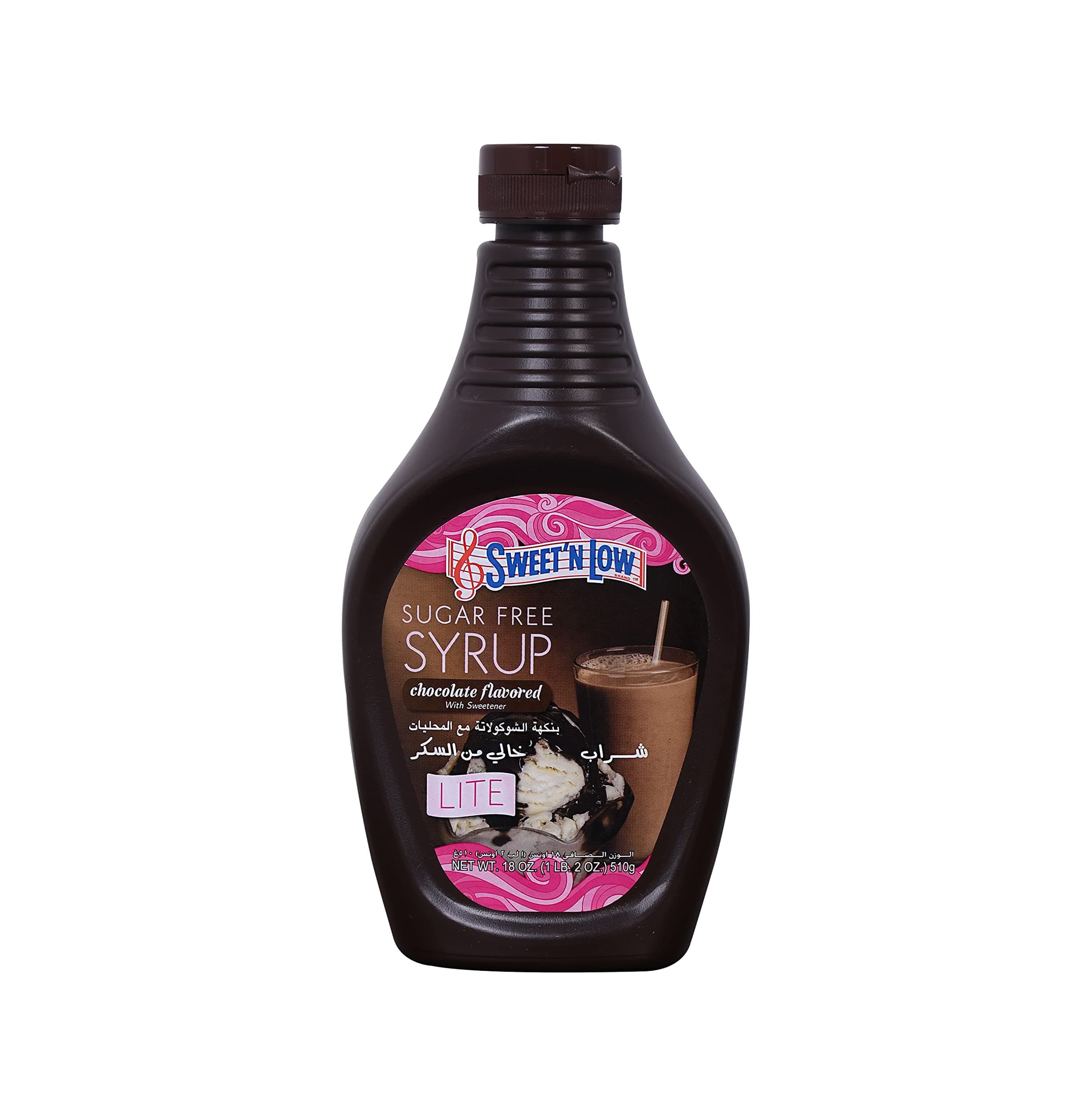 Sugar-Free Chocolate Flavored Syrup, 510g (18oz) - Zero Sugar & Low Calorie Dessert Topping, Diabetic Friendly & Gluten-Free Chocolate Drizzle for Ice Cream, Milk, and Baking