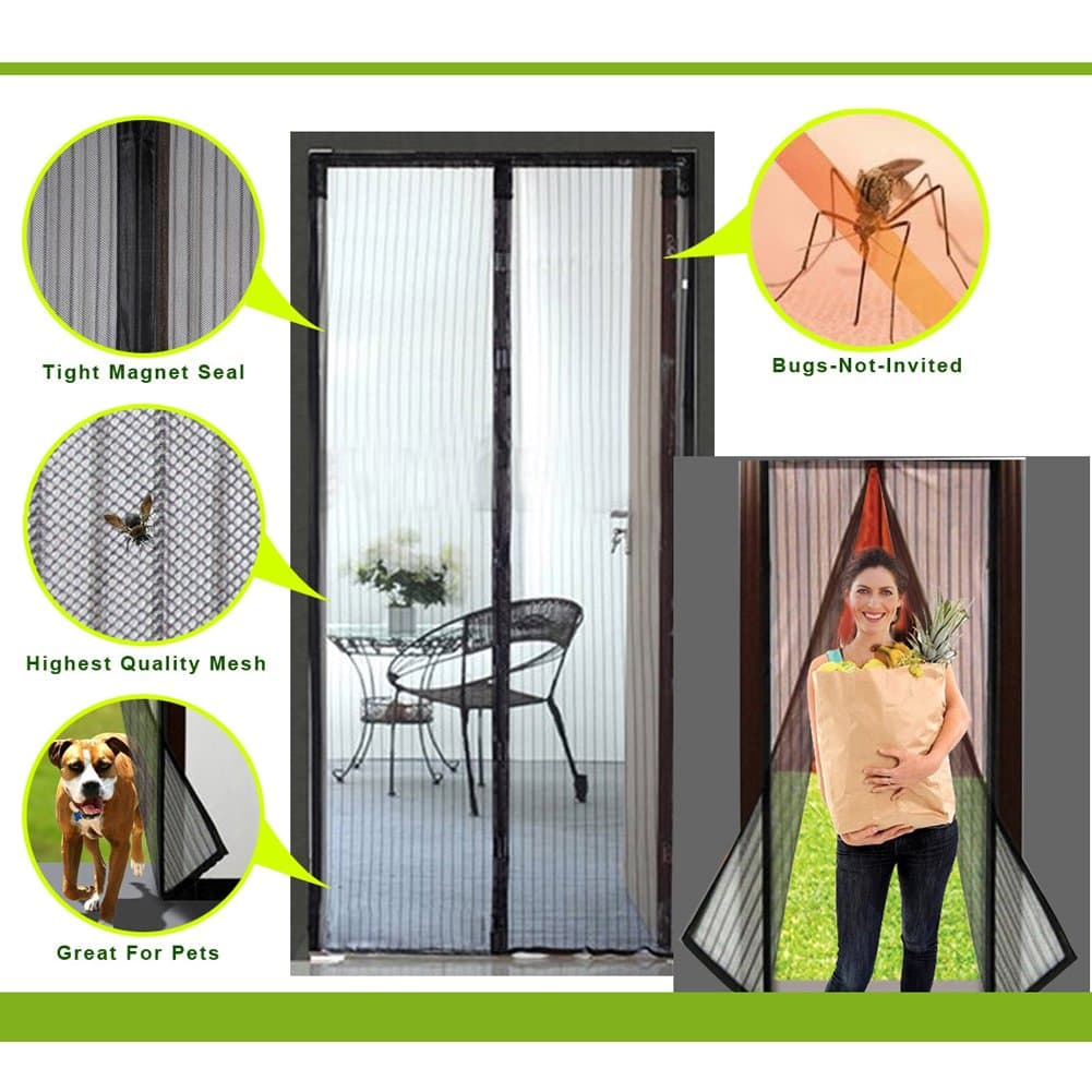 Sorosis Magnetic Screen Door with Full Frame Velcro. Actual Screen Size 35.4"x82.6" Fits Door Openings up to 34"x82" MAX