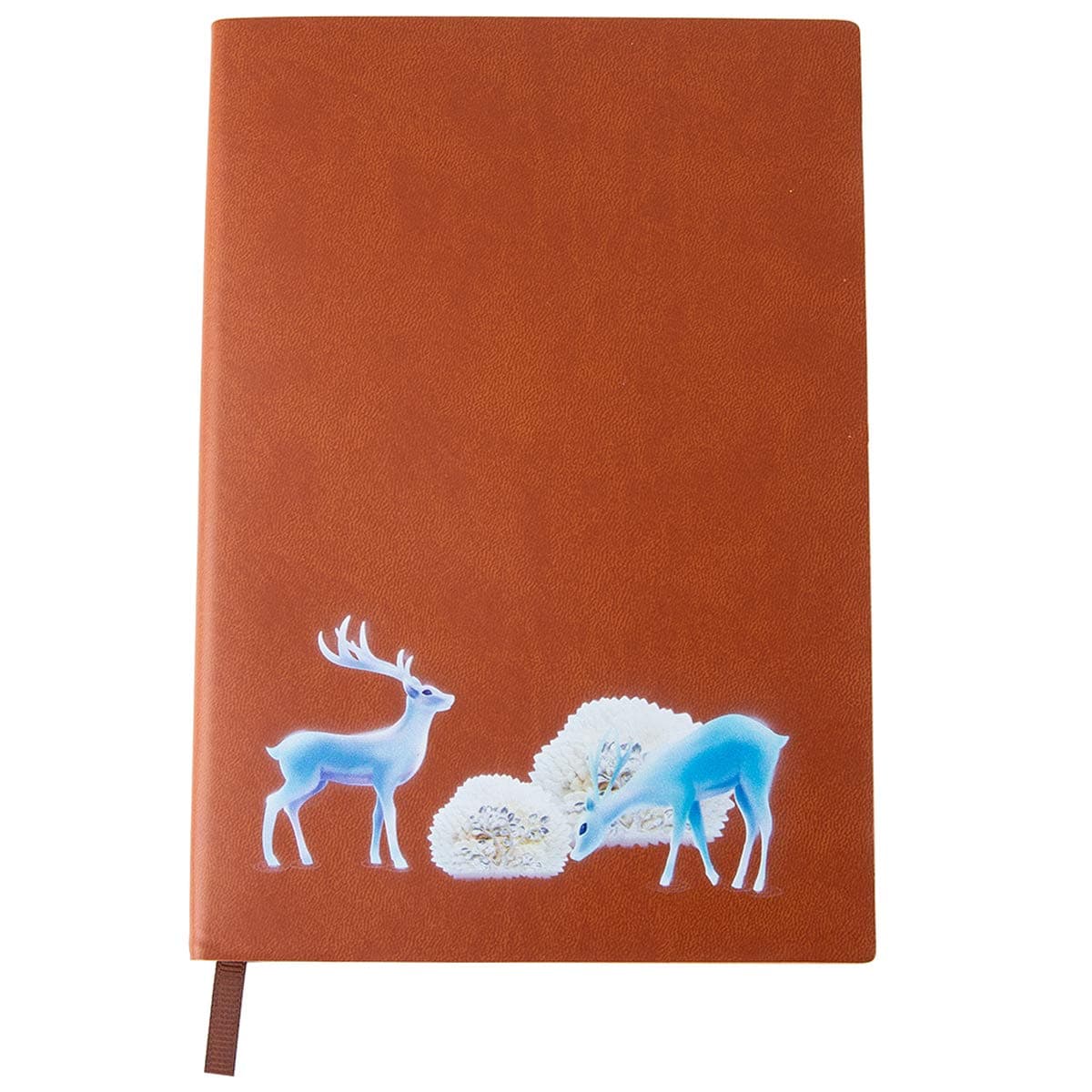 A5 Lined Wide Ruled Notebooks Deer Journals - 180° Lay Flat Thick Paper Leatherette Writing Notebook Personal Diary 200 Pages(Brown)