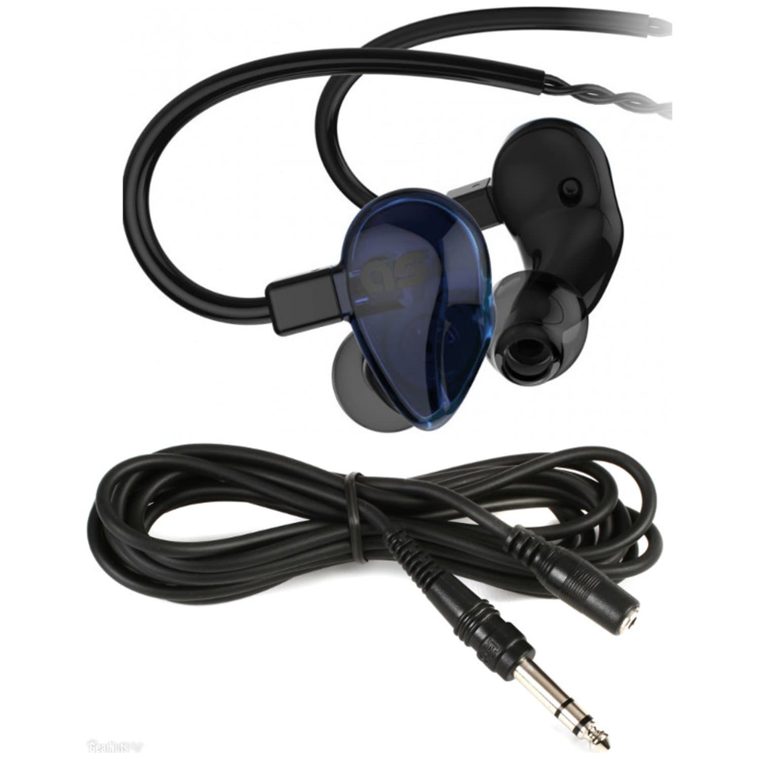 AURISONICS Bravo Series Eva Noise Isolating In-Ear Headphones Polished Blue w/ Extension Cable