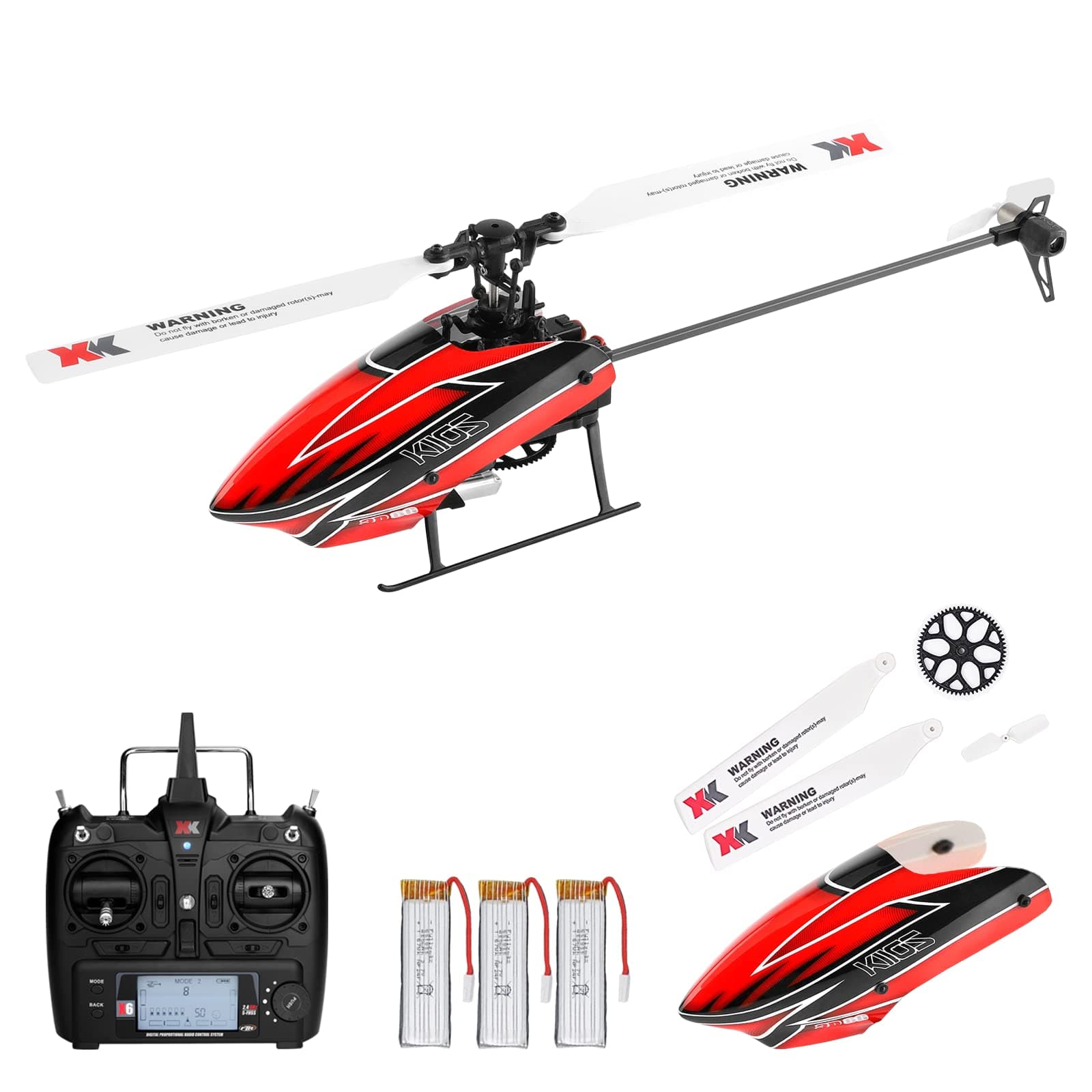 Remote Control Helicopter, WLtoys K110S RC Helicopters with 3D/6G Mode Gyro for Adults, 6 Channel RC Aircraft with Brushless Motor, Mini Helicopter with 3 Batteries