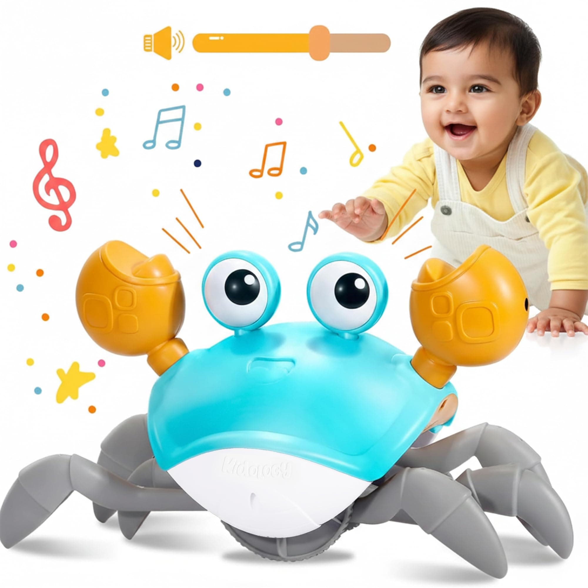 Crawling Crab Baby Musical Kids Toy with Led Lights & Rechargeable Battery|Interactive Early Learning and Entertainment Toys for Kids Toddlers & Infants,Multicolor