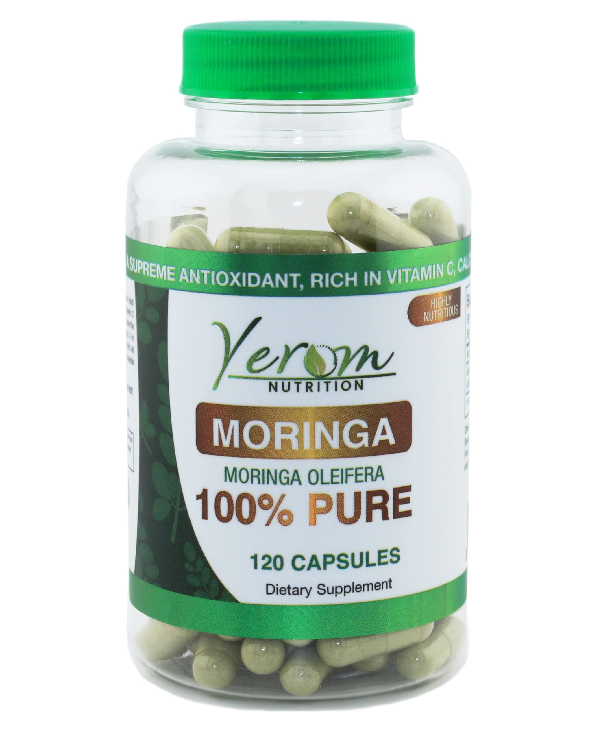 Pure Moringa Capsules - 800mg High Potency, 100% Natural, Supplement for Energy, Immune Support & Antioxidant Boost, 120 Capsules