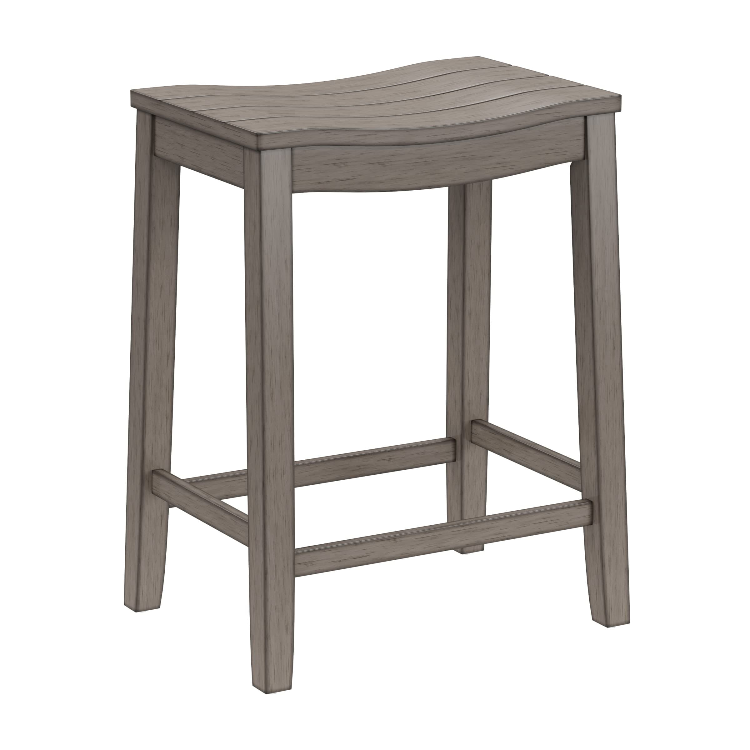 Fiddler Wood Backless Counter Height Stool with Saddle-Style Seat, Aged Gray