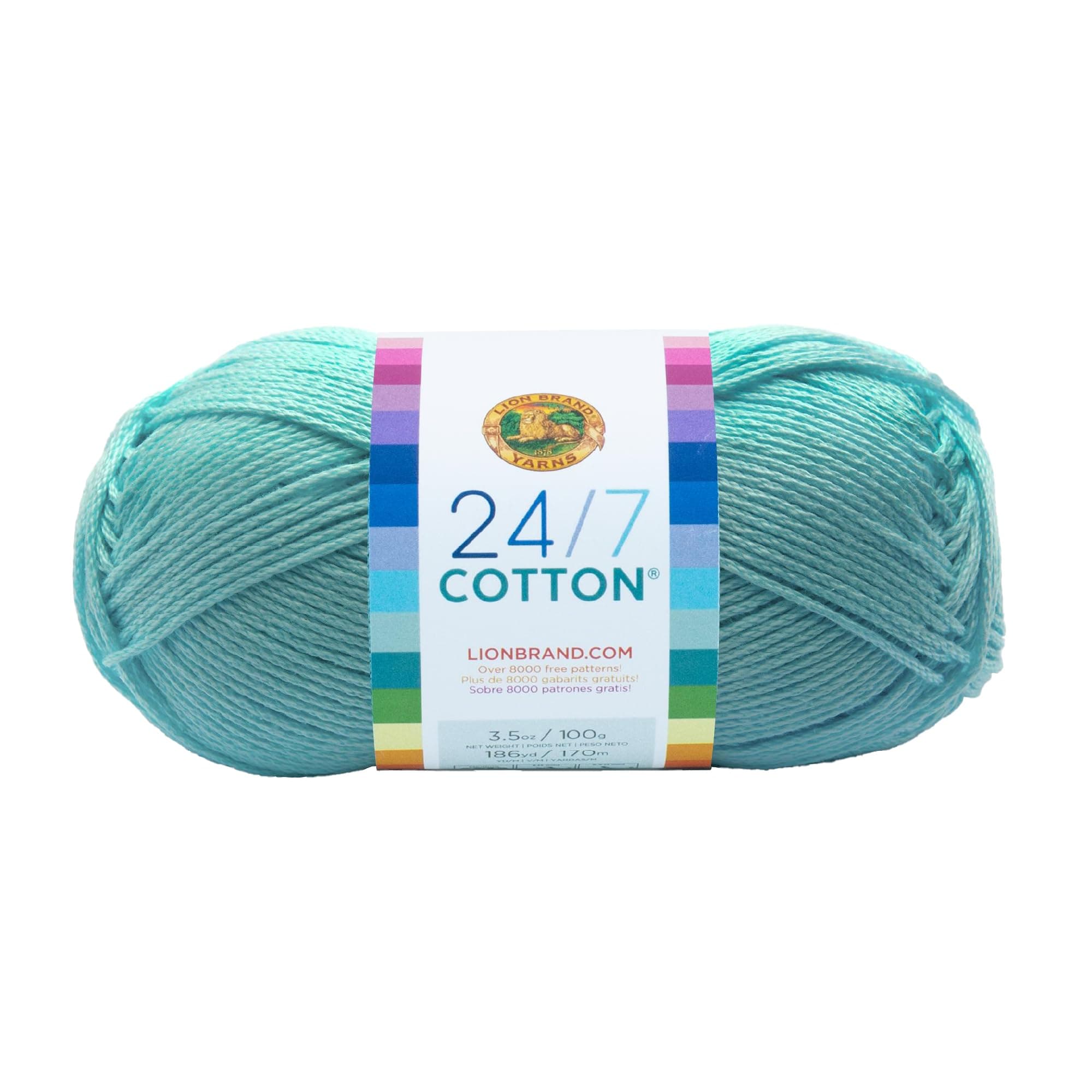 Lion Brand Yarn (1 Skein) 24/7 Cotton® Yarn, Aqua