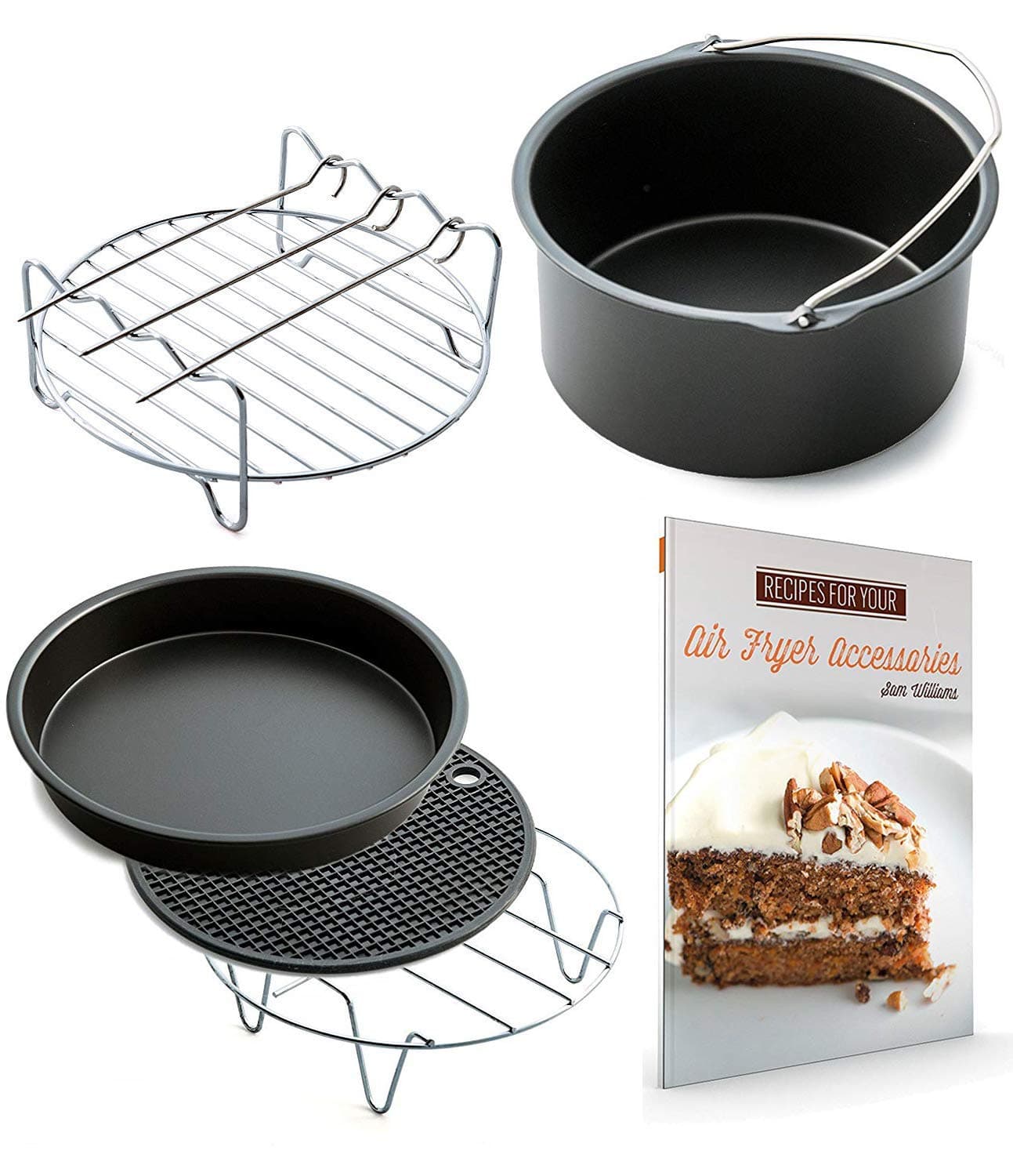 Air Fryer Accessories XL for Power Airfryer XL Gowise and Phillips, Set of 5, includes a recipe book Fit all 5.3QT - 5.8QT