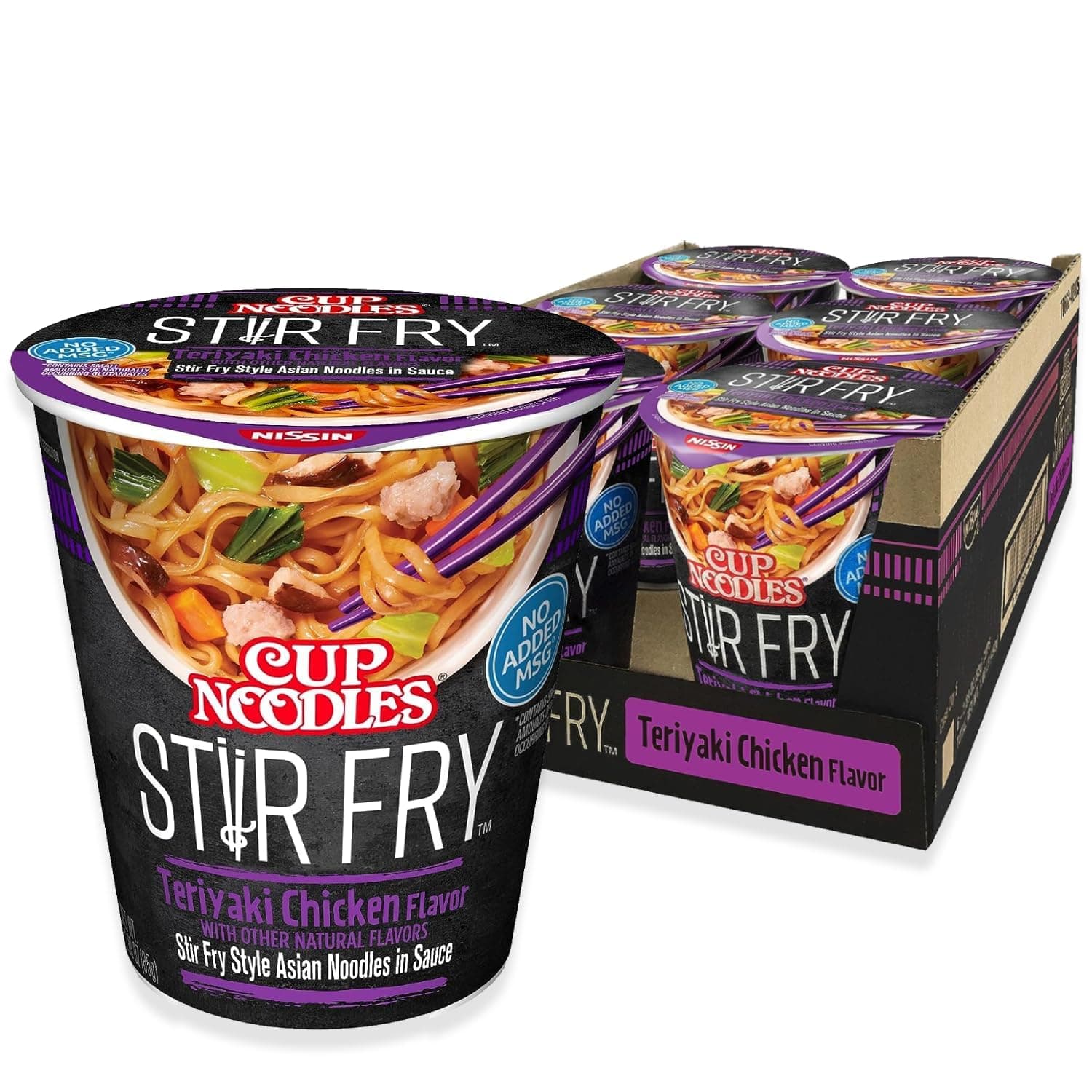 Cup Noodles Stir Fry Noodles in Sauce, Teriyaki Chicken, 3 Ounce (Pack of 6)