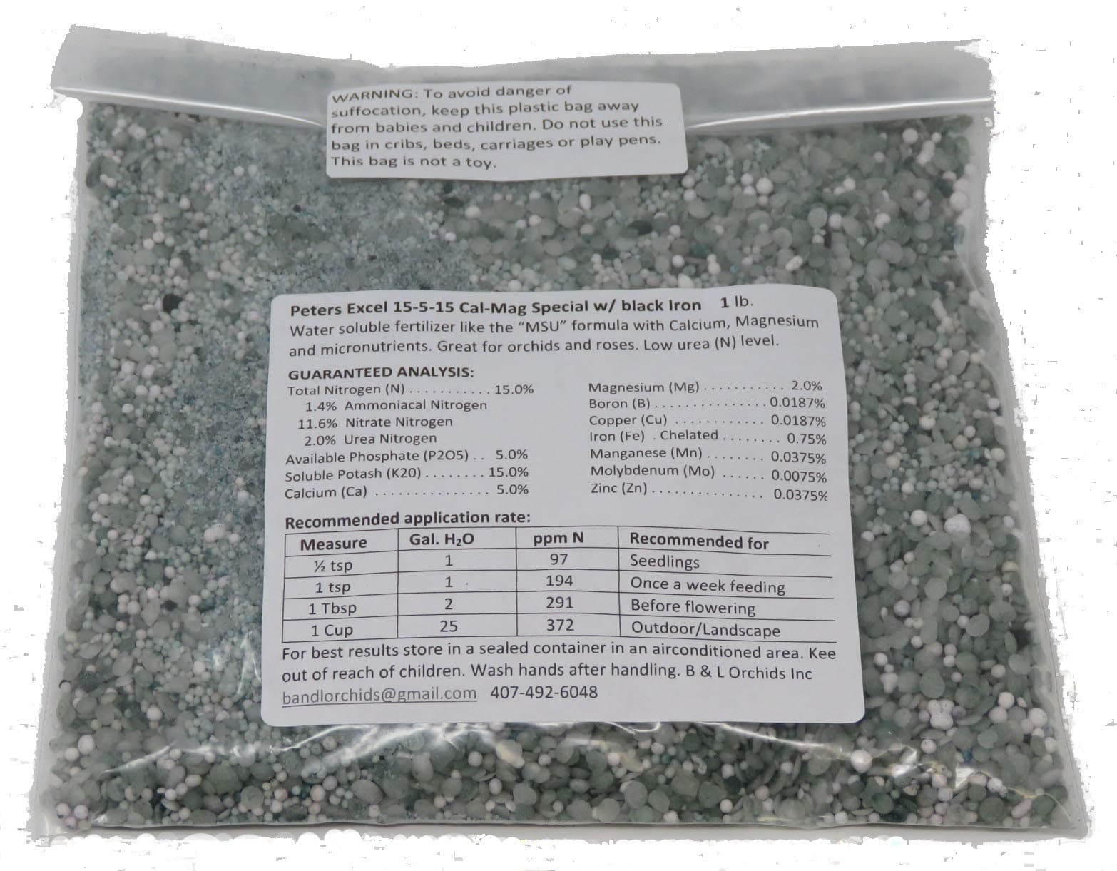 Peters Excel 15-5-15 Cal-Mag Special w/Black Iron (1) 1 1lb. Bag.