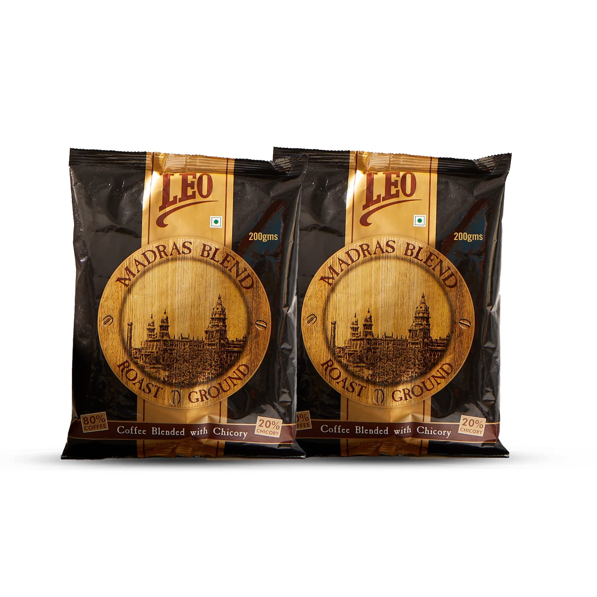 LEO COFFEE Madras Blend Coffee, Roast Ground Filter Coffee Powder, 200G (Pack Of 2), Packet
