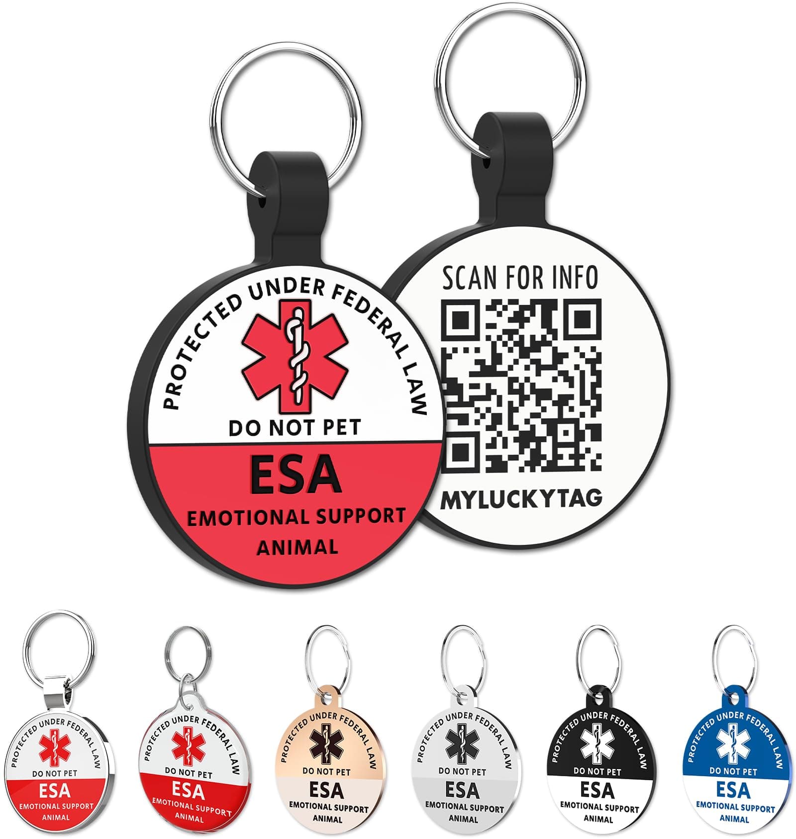 MYLUCKYTAG ESA Tag with QR Code, Digital Pet ID, Location Alerts, Quiet Silicone Collar Tag