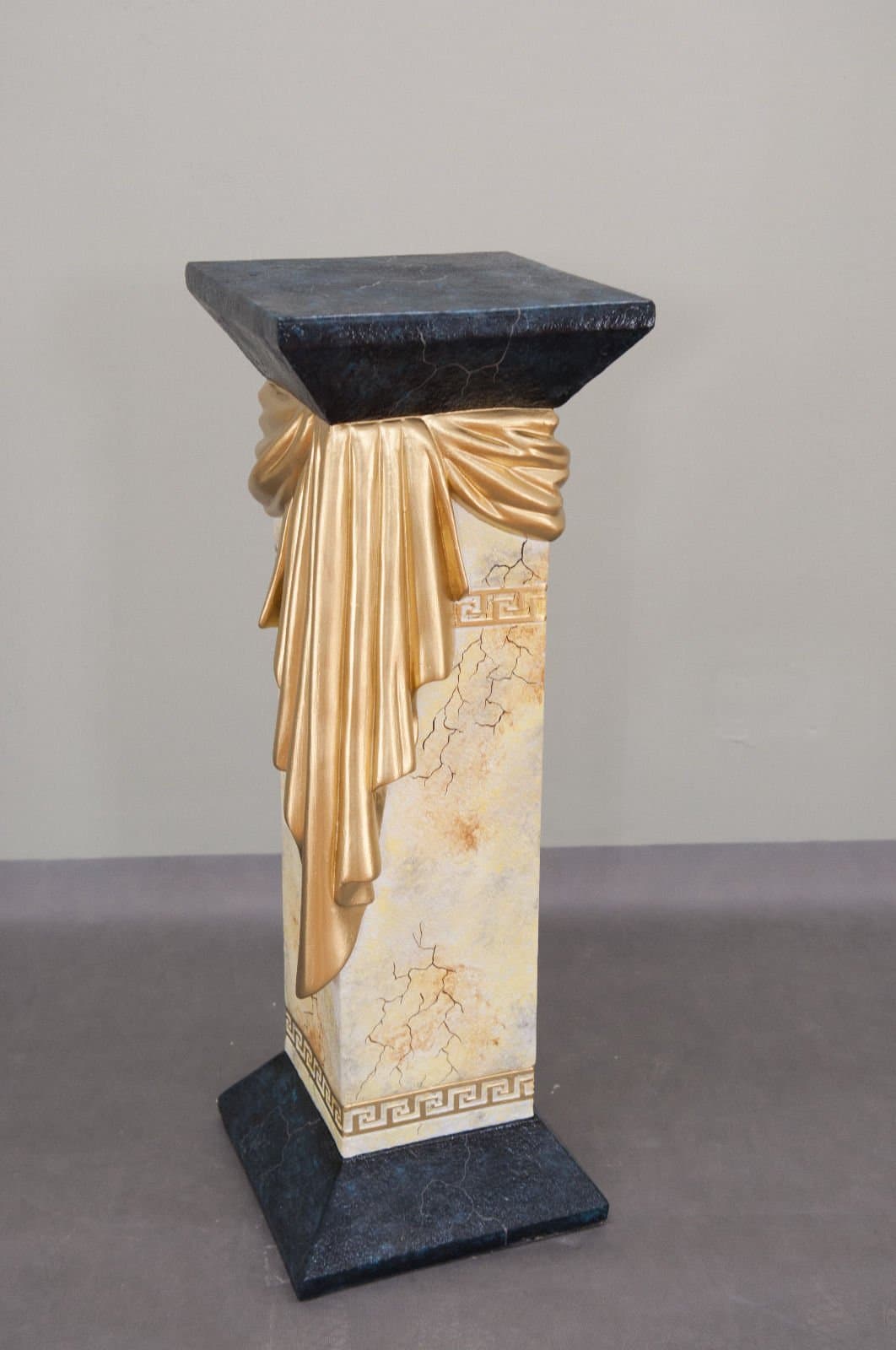 Column Greek Key Flower Column Base Plaster Decorative Column Marble OPTK Beautifully Hand Painted Flower Stand Antique