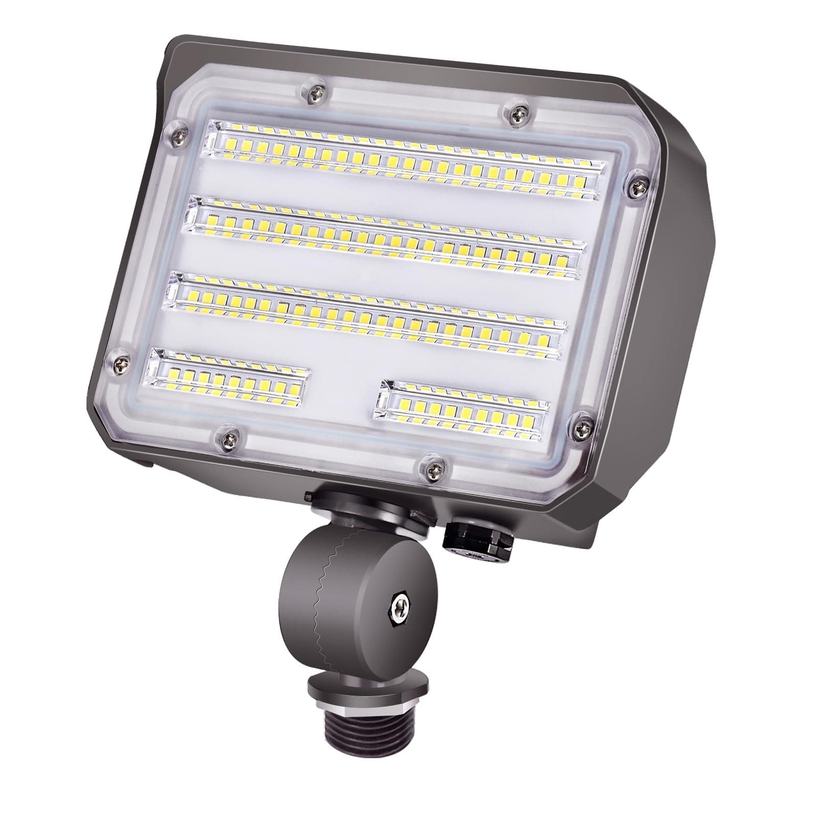 60W LED Flood Light With Knuckle, Dusk to Dawn Outdoor, Ultra Brightness Daylight 7800lm 300W Equivalent, Waterproof Security for Yard Garden Playground