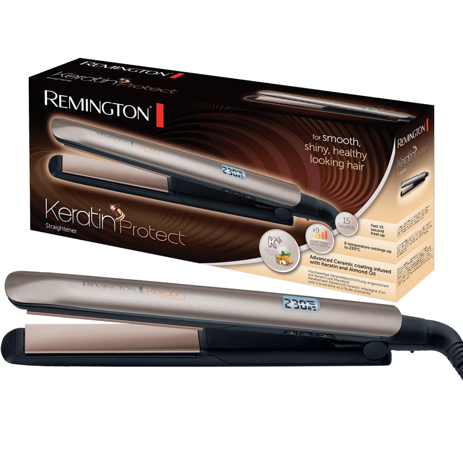 Hair straightener from Remington Keratin Protect - Channel Gold brown