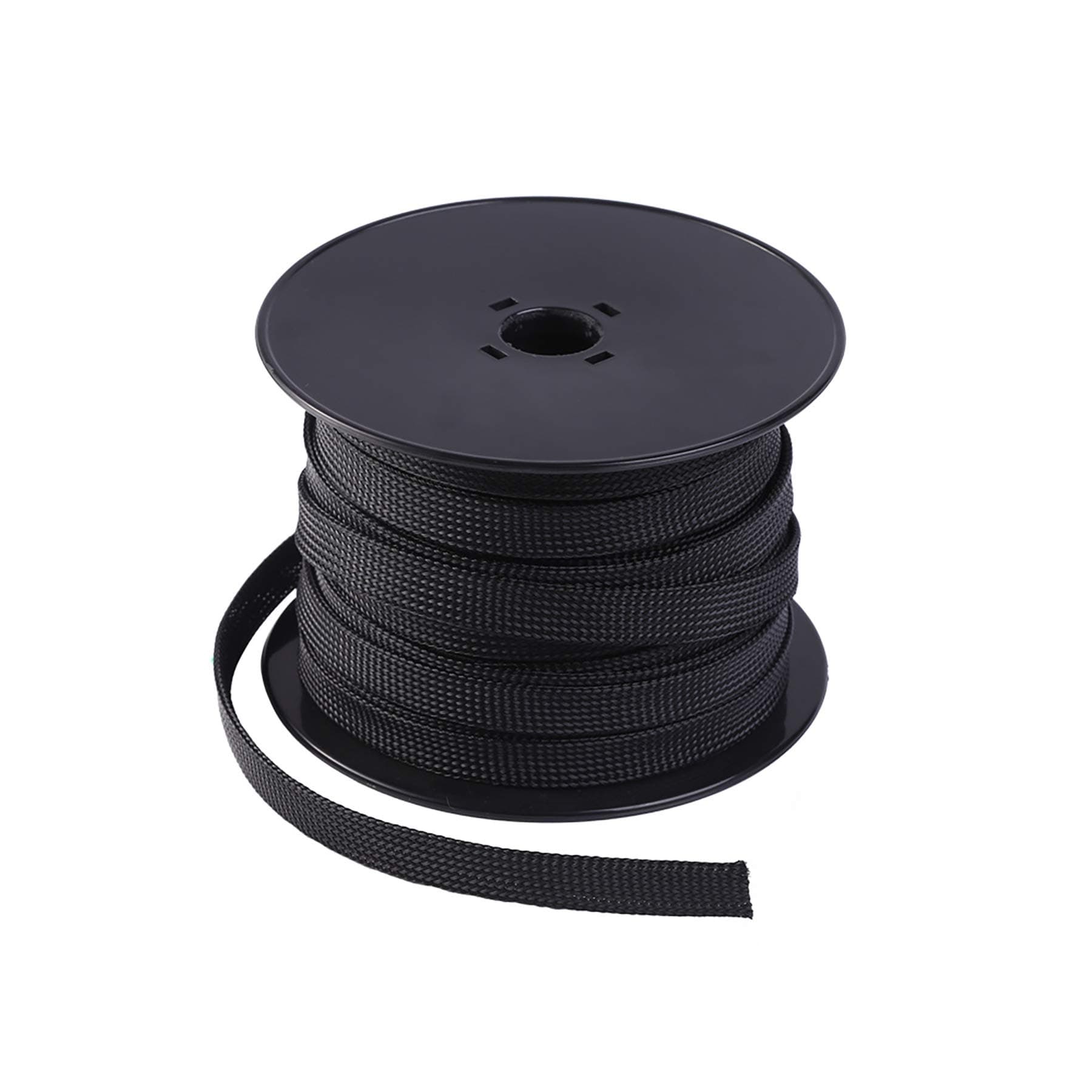 100ft – 1/2 inch PET Expandable Braided Cable Sleeve – Wire Sleeving for Audio Video and Other Home Device Cable Automotive Wire - Black