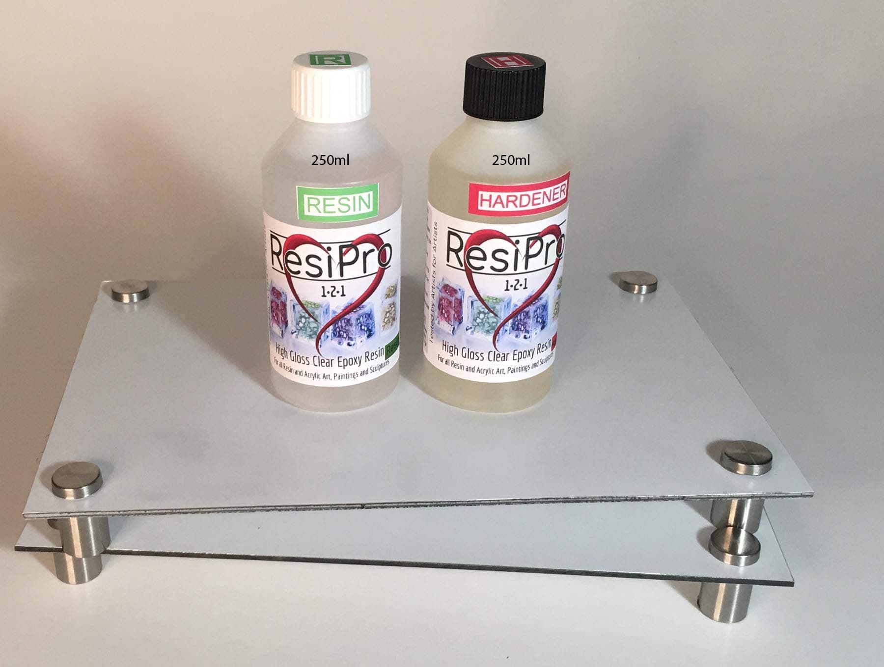 Resipro 500ml Epoxy Art Resin Kit Clear Gloss Home Use 2 Panels 30x20cm Artist