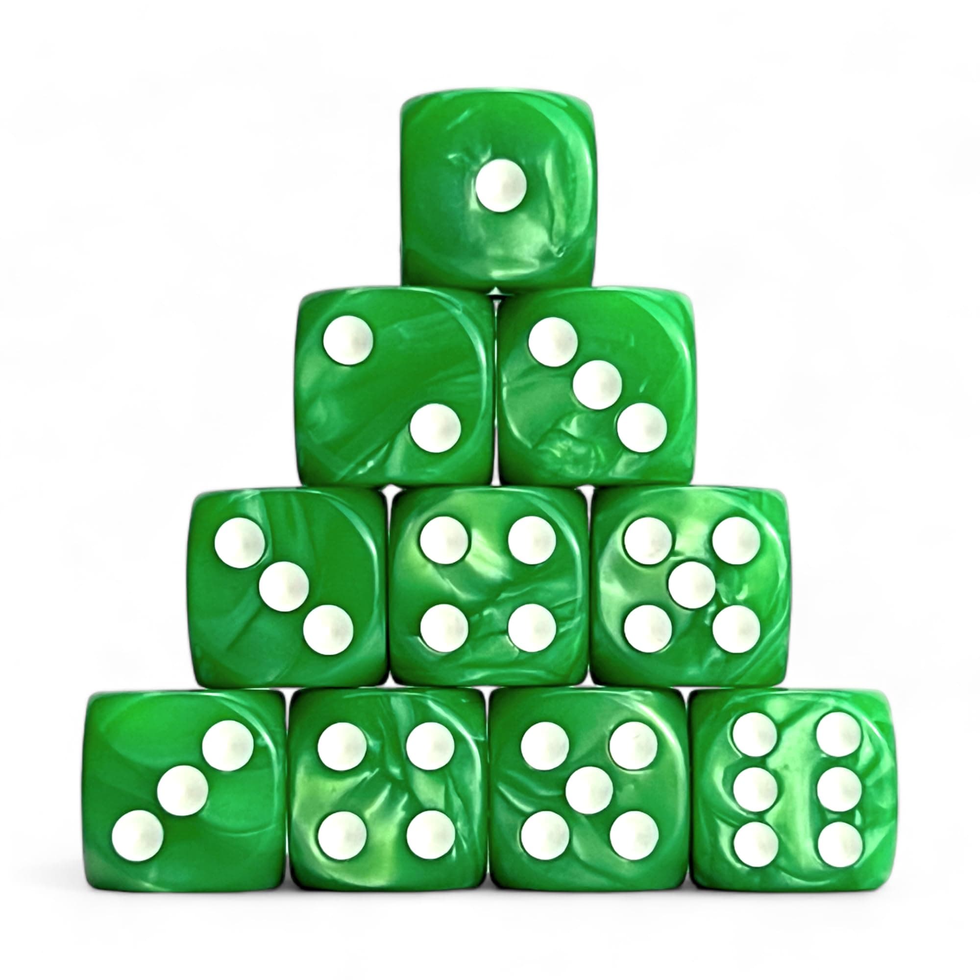 Luck Lab10 Piece D6 Dice Pack - Acrylic Dice for RPG MTG DND Dice Table Games and Board Games (Green Pearl)