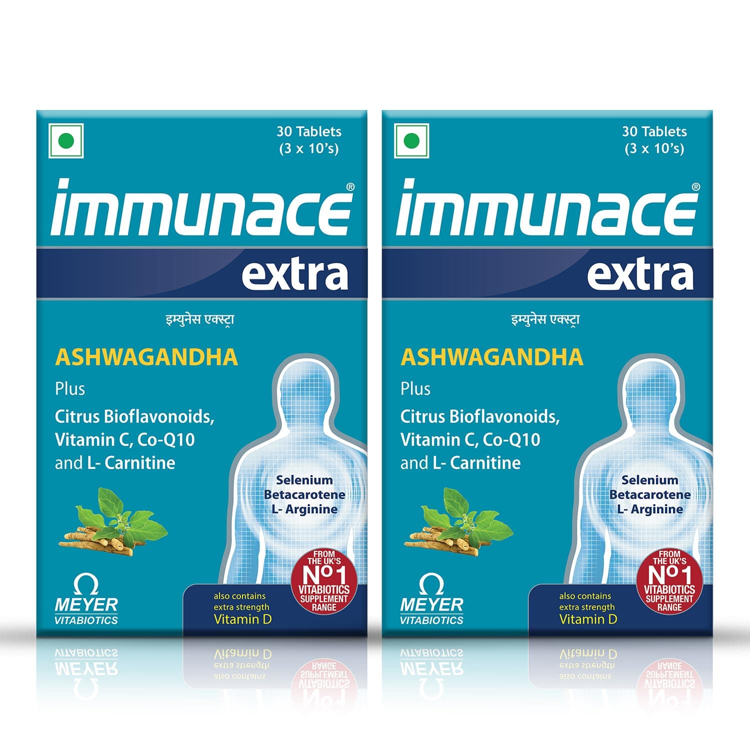 Immunace Extra – With Ashwagandha, Citrus Bioflavonoids, Vitamin C, CoQ10 & L-Carnitine | Multinutrient Formula for Daily Wellness – 30 Tablets (Pack of 2)