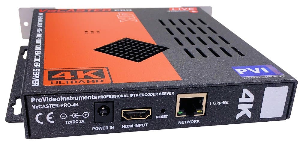 VECASTER 4K - 4K UHD HDMI IPTV Encoder for Professional 4K Video Distribution to Smart-TVs, WiFi, Internet, YouTube, rtmp, hls, http, udp, rtsp