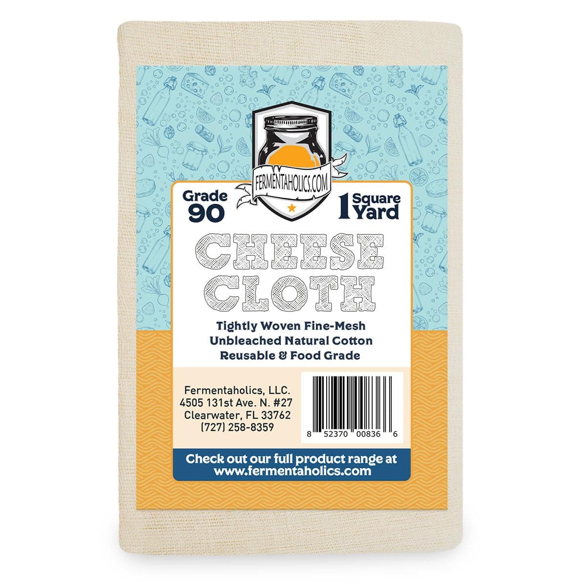 Unbleached Grade 90 Cheesecloth | 1 Square Yard, Ultra Fine-Mesh, Food-Grade Cheesecloth | Cheese Cloth for Cooking, Straining Cheese, Nut Milks, Bone Broth, Infusions, Tea, etc. (1 pack)