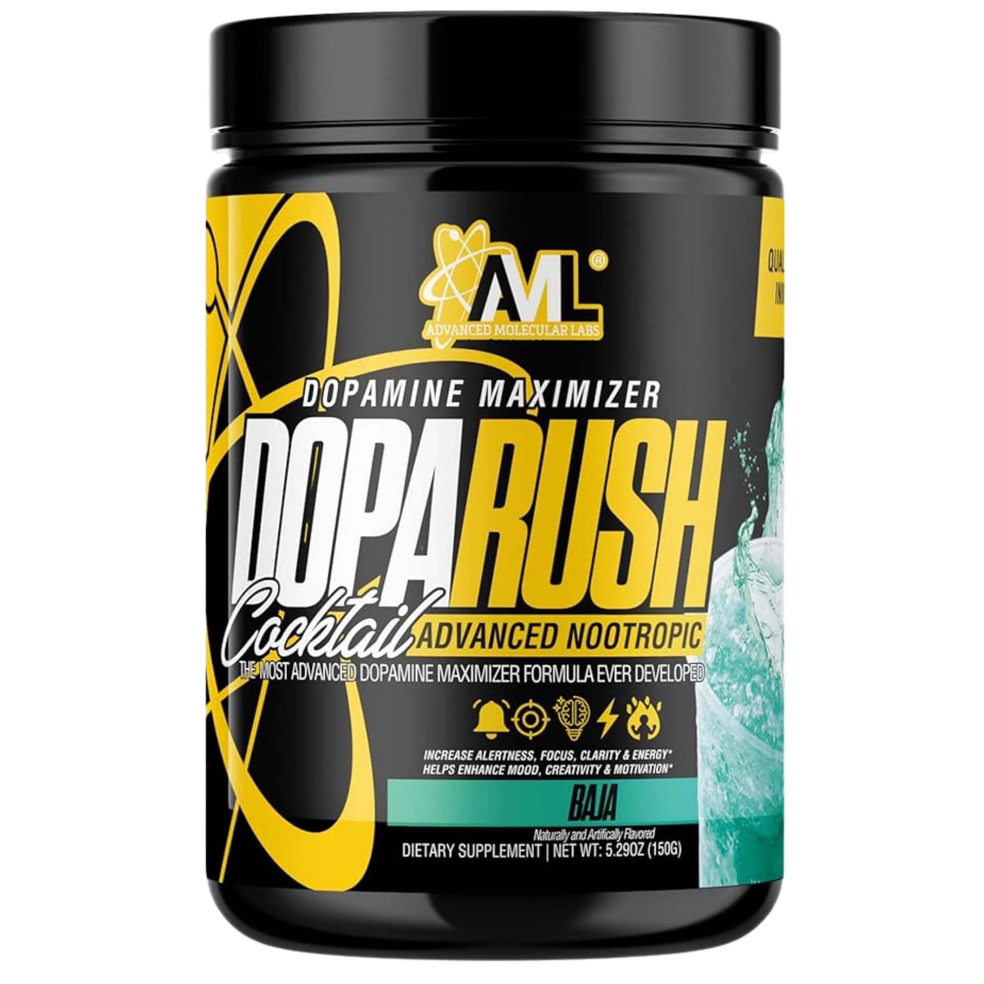 AML - Dopa Rush Powder, Dopamine Maximizer, Focus, Energy & Clarity Supplement, Baja, 5.29 oz (30 Servings)