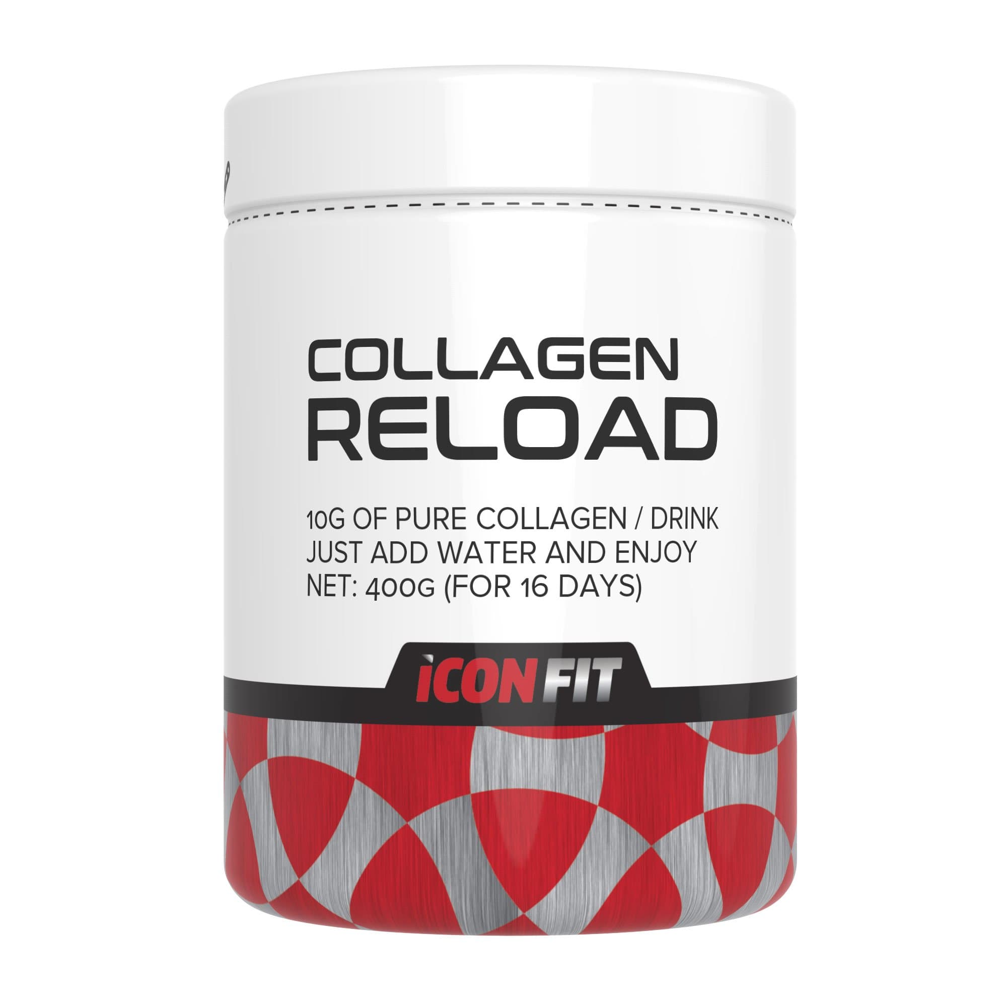 ICONFIT Collagen Reload 400g Flavoured Collagen Drink Mix. 10g of Collagen Per Serving, Just Add Water. (Green Apple)