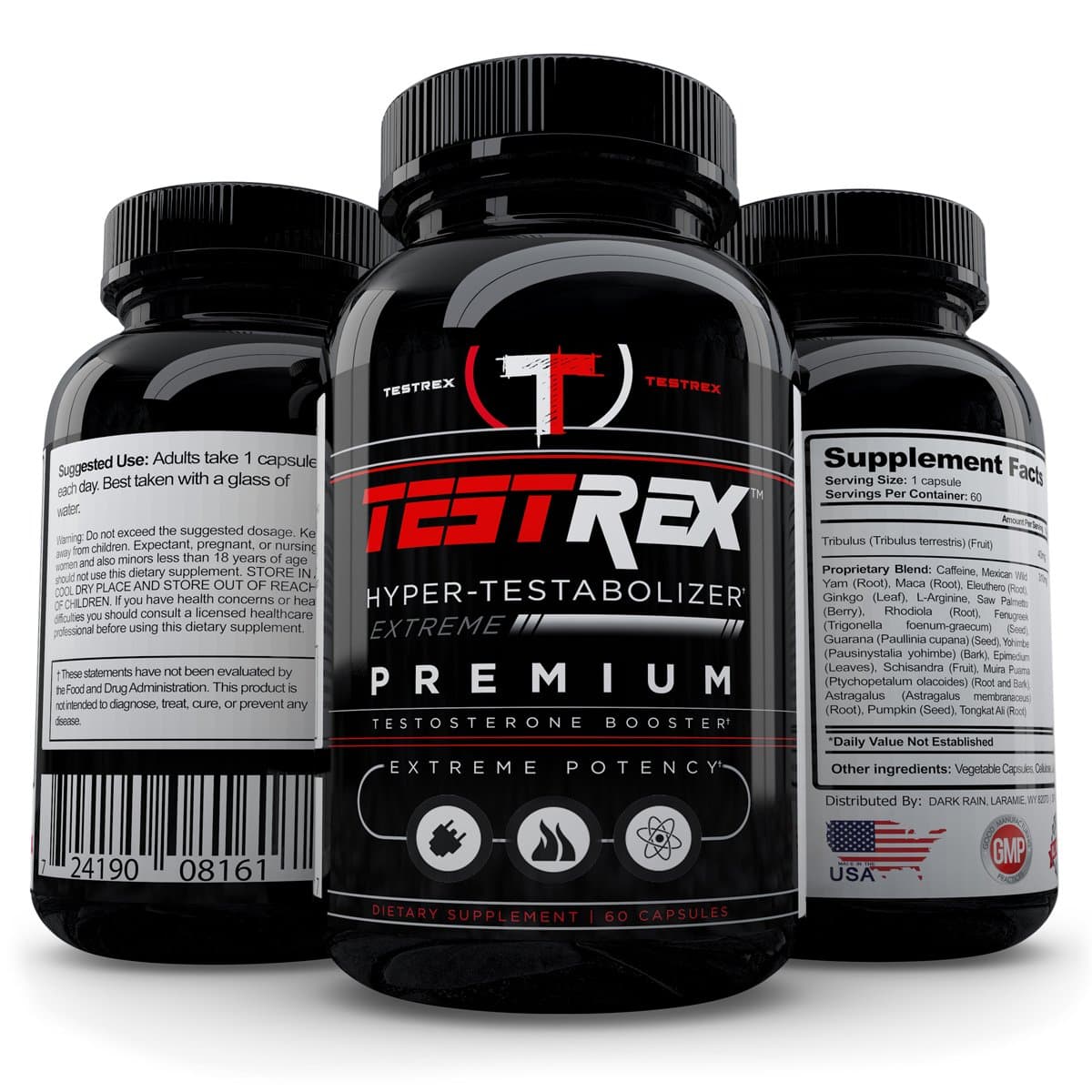 Testrex #1 Formula: Tribulus Terrestris, Yohimbe, Maca. Performance, Size, Stamina & Vitality.