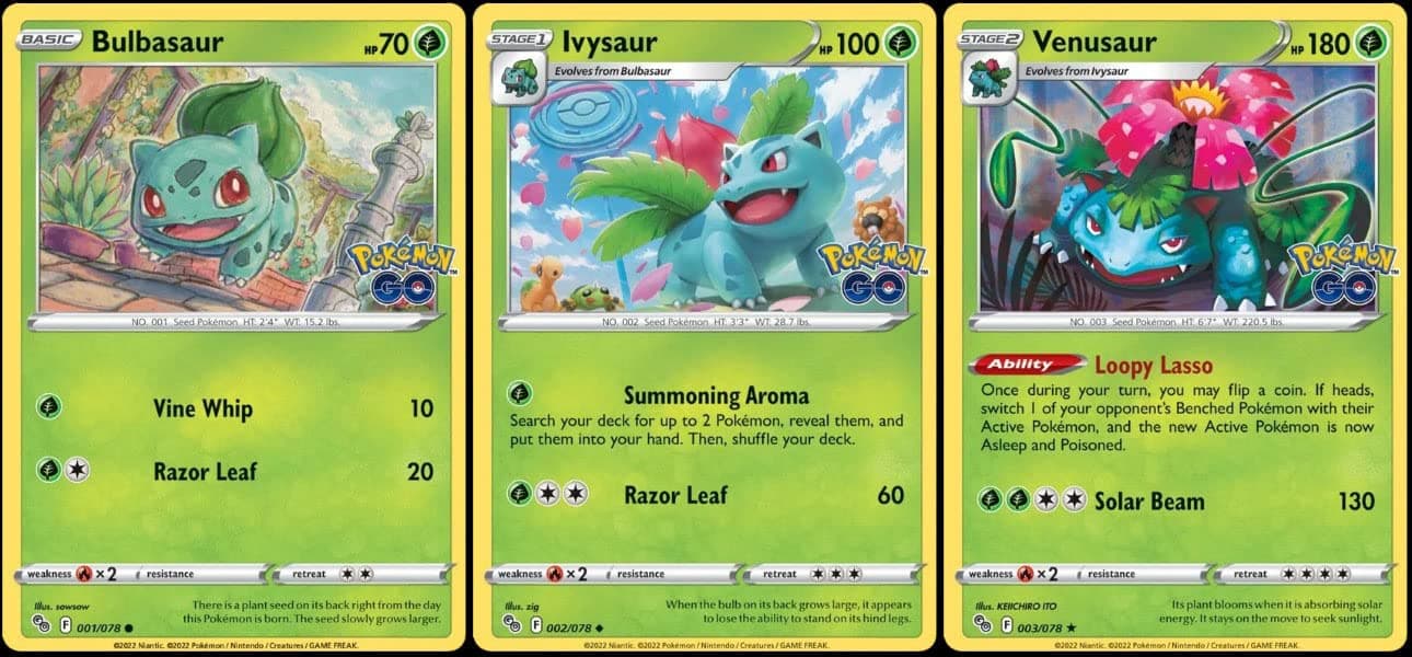 Venusaur 003/078 - Pokemon Go - Foil - Evolution Card Lot - Ivysaur Bulbasaur
