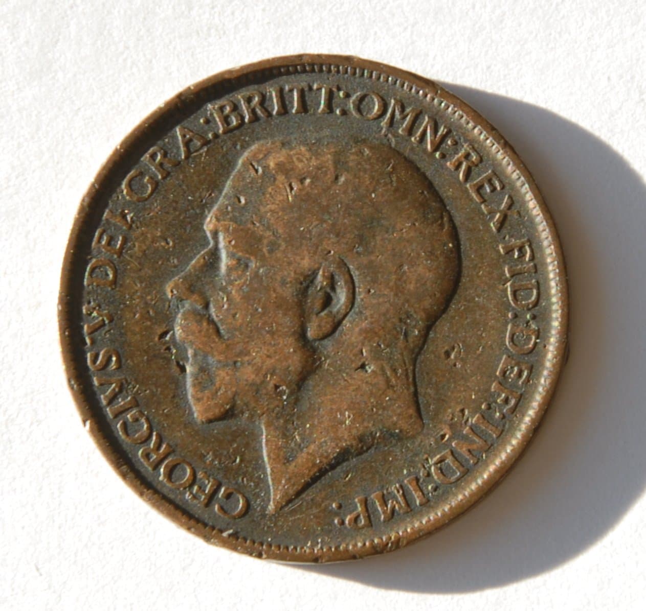 King George V 1912 British One Large Penny Coin. The Year the Titanic Sank