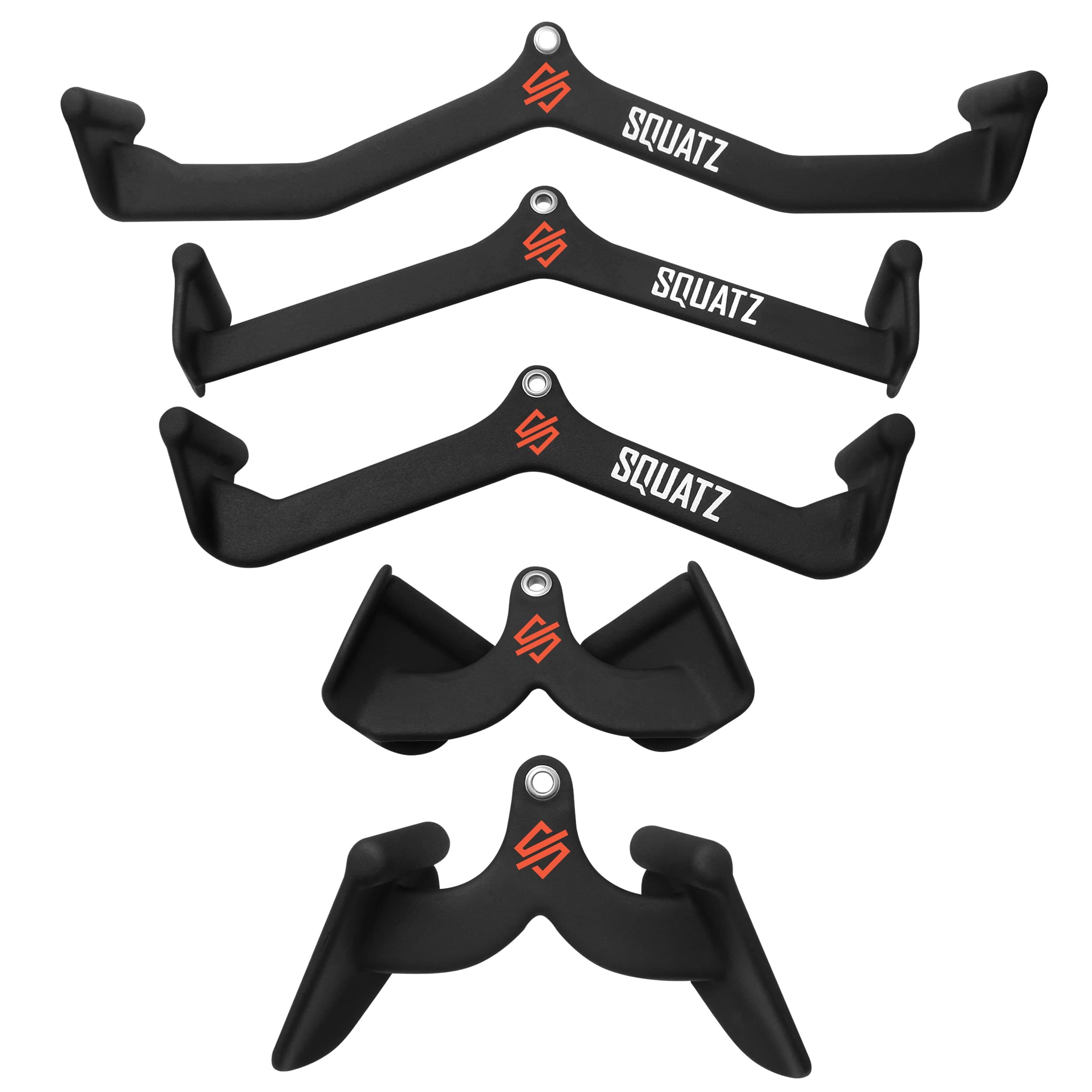 SQUATZLat Pulldown Attachments - Mag Grips - Pull Down Bar - Cable Machine Rubber Coated Handles for Comfort and Grip