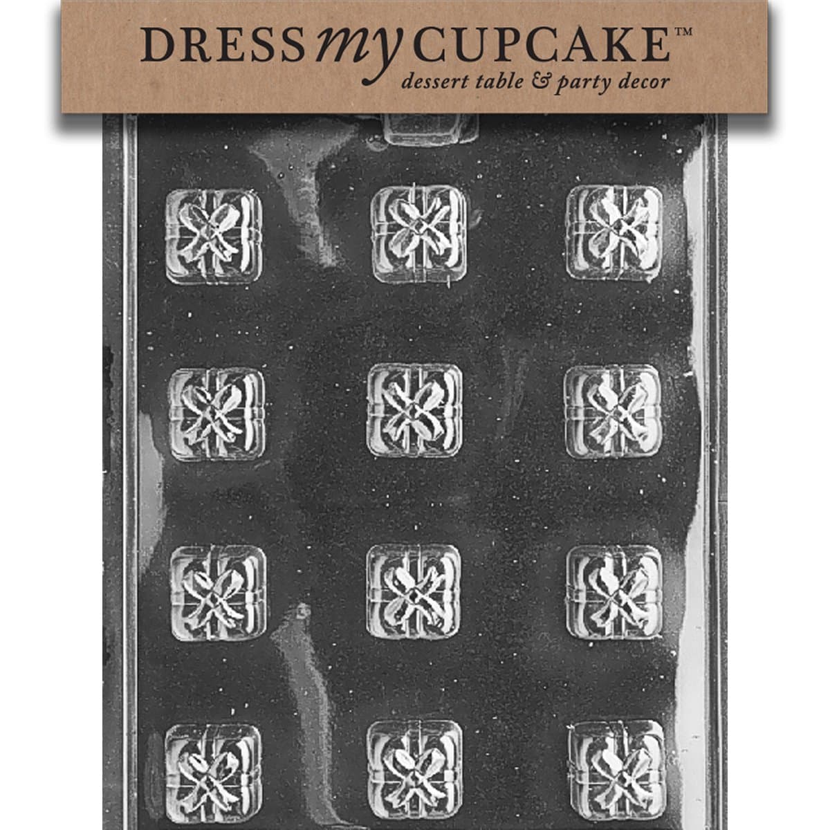 Dress My Cupcake Chocolate Candy Mold, Square s with Bows Presents