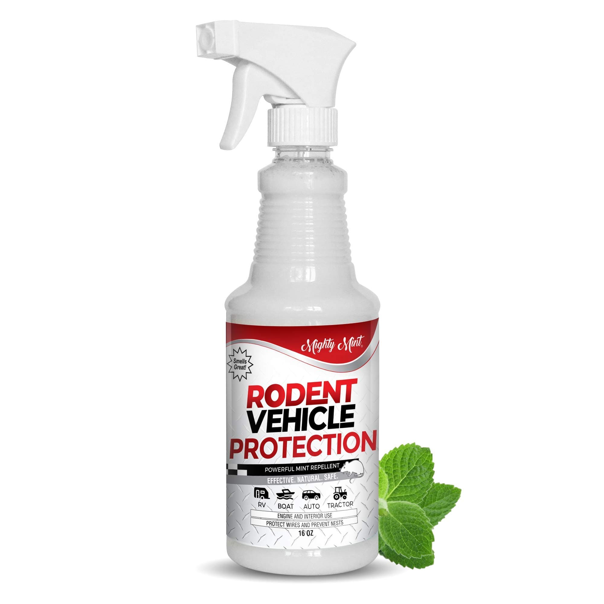 Mighty Mint Peppermint Oil Rodent Repellent Spray for Vehicles – Natural Mouse & Rat Control for Car Engines, RVs, Trucks & Boats – Plant-Based, Extra-Strong Formula – 16 oz