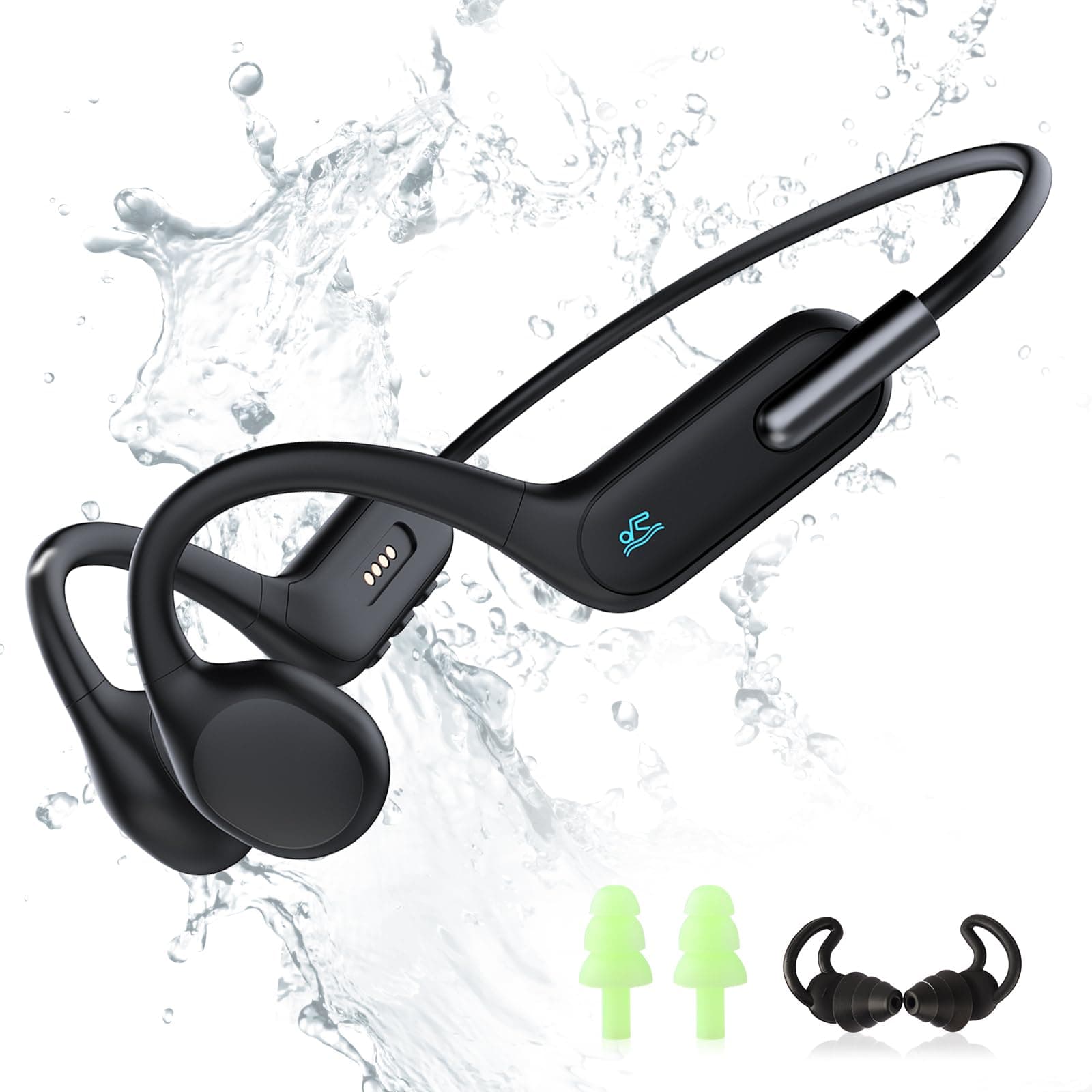 HIFI WALKER Bone Conduction Swimming Headphones Wireless Open-Ear Earbuds Bluetooth 5.3 - IPX8 Underwater MP3 Built-in 32G Memory, 8Hr Playtime, Waterproof Earphones for Sports, Running, Gym, Cycling