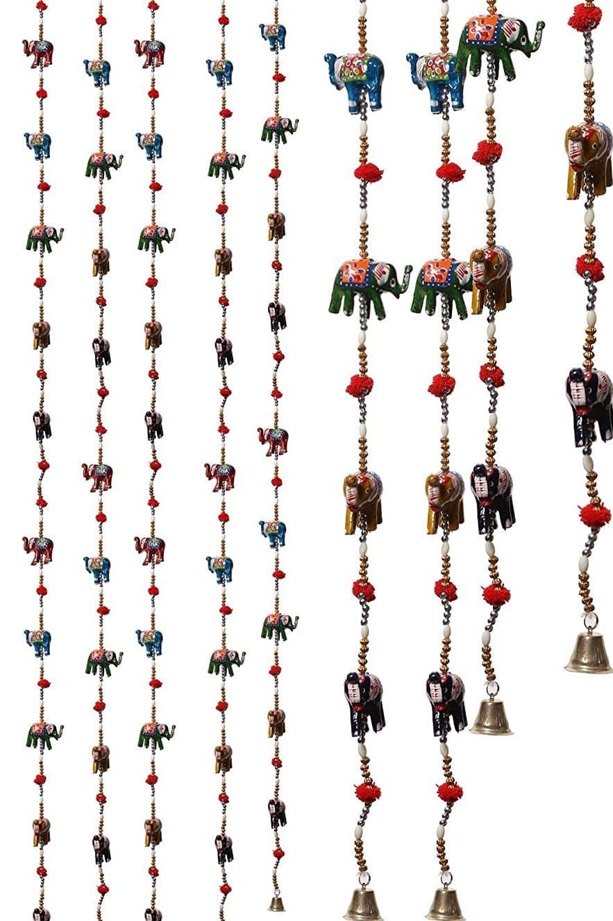 A1Sonic Quality for less Pack of 2 Indian Hanging Elephants String decoration unique design with ball in between 5 elephants