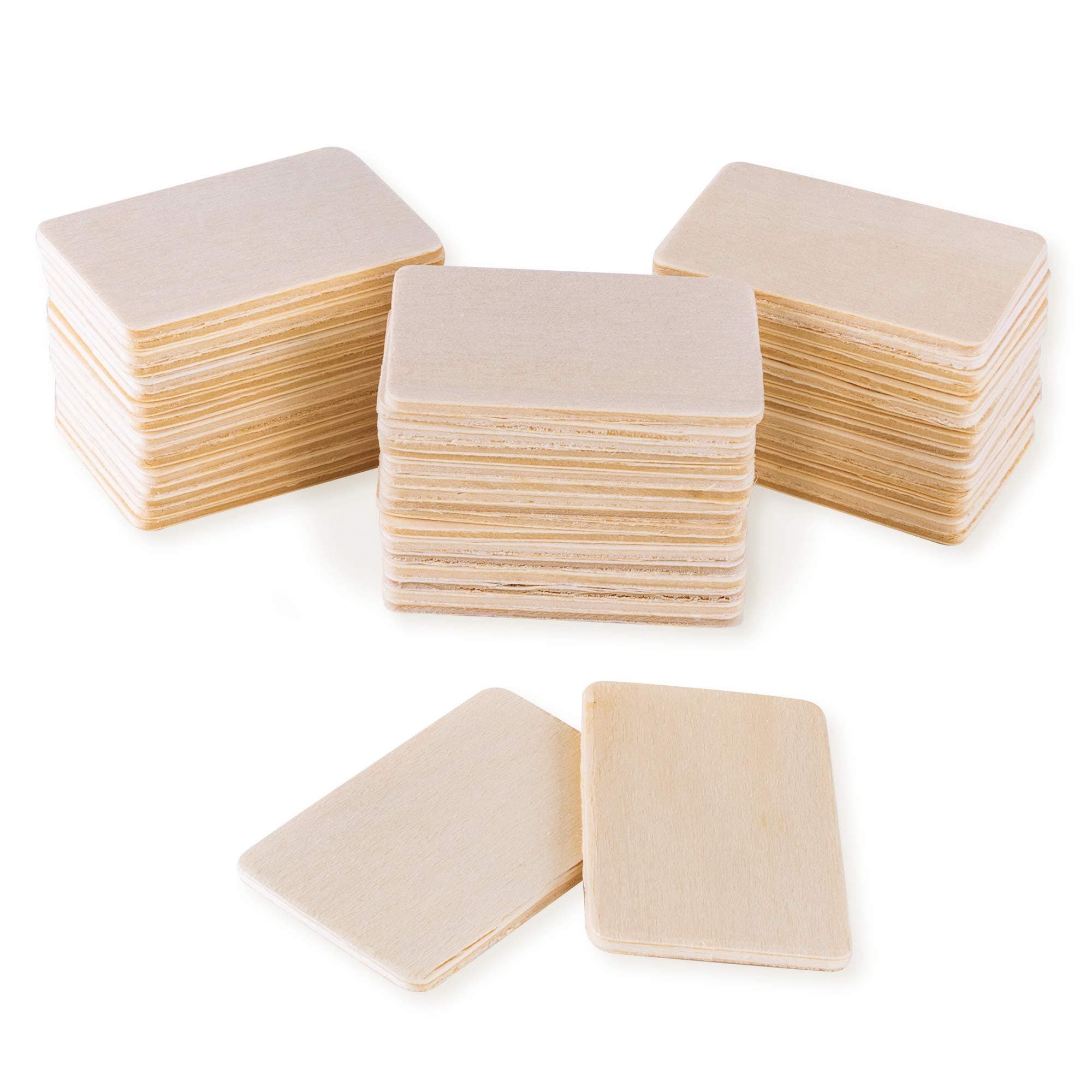 Super Z Outlet 50 Pack Unfinished Natural Wood Rectangle Blank Pieces Wooden Tags Slices for Arts & Crafts, Painting DIY Decorations, Embellish, Burning & Staining (2.08” x 1.37” Rectangle)