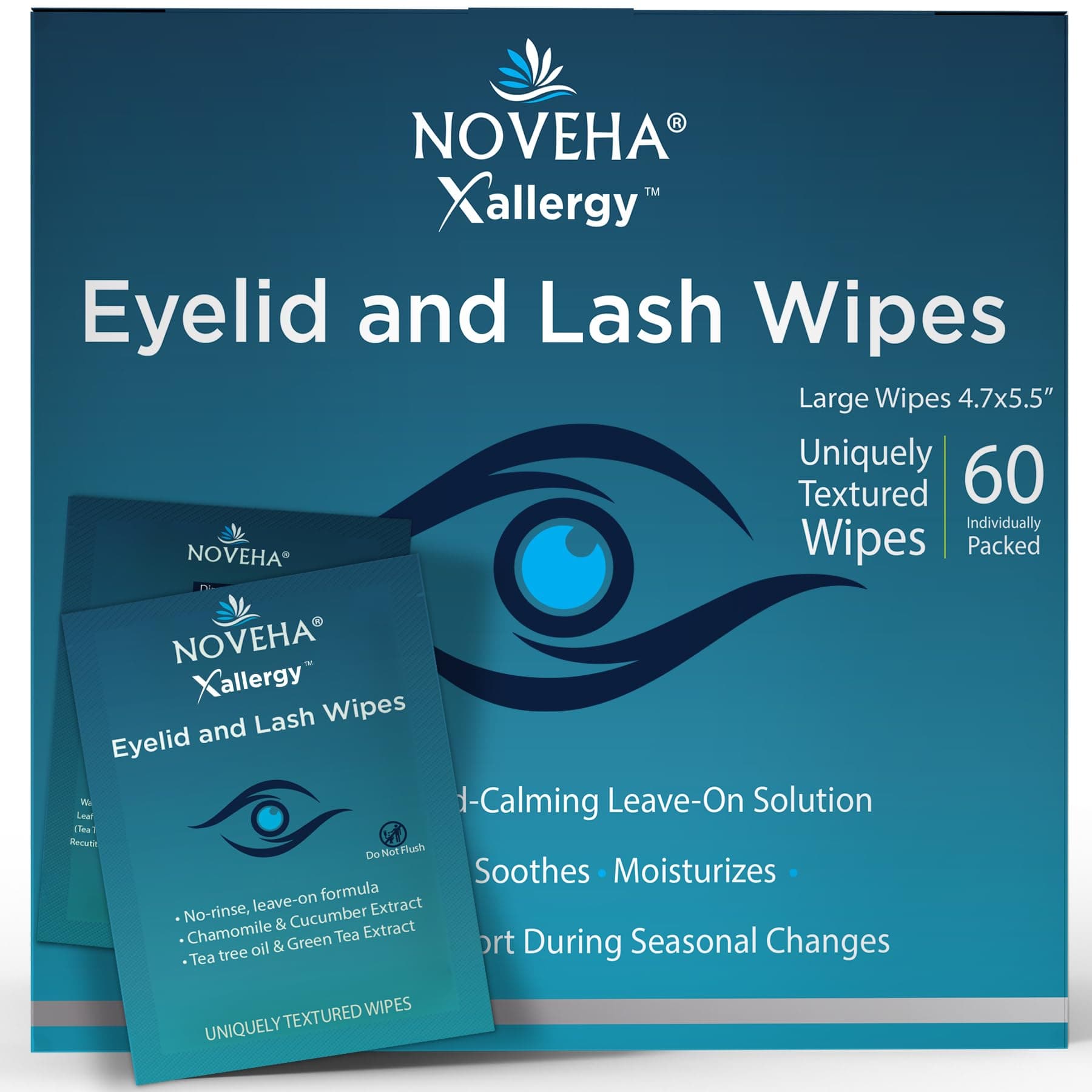 Allergy Relief Eyelid Wipes | Pre-moistened Hypoallergenic Eye Cleansing Pads, Reduce Itchiness, Redness & Discomfort Caused By Allergy, Clean, Soothe & Remove Debris, Pollen & Other Irritants