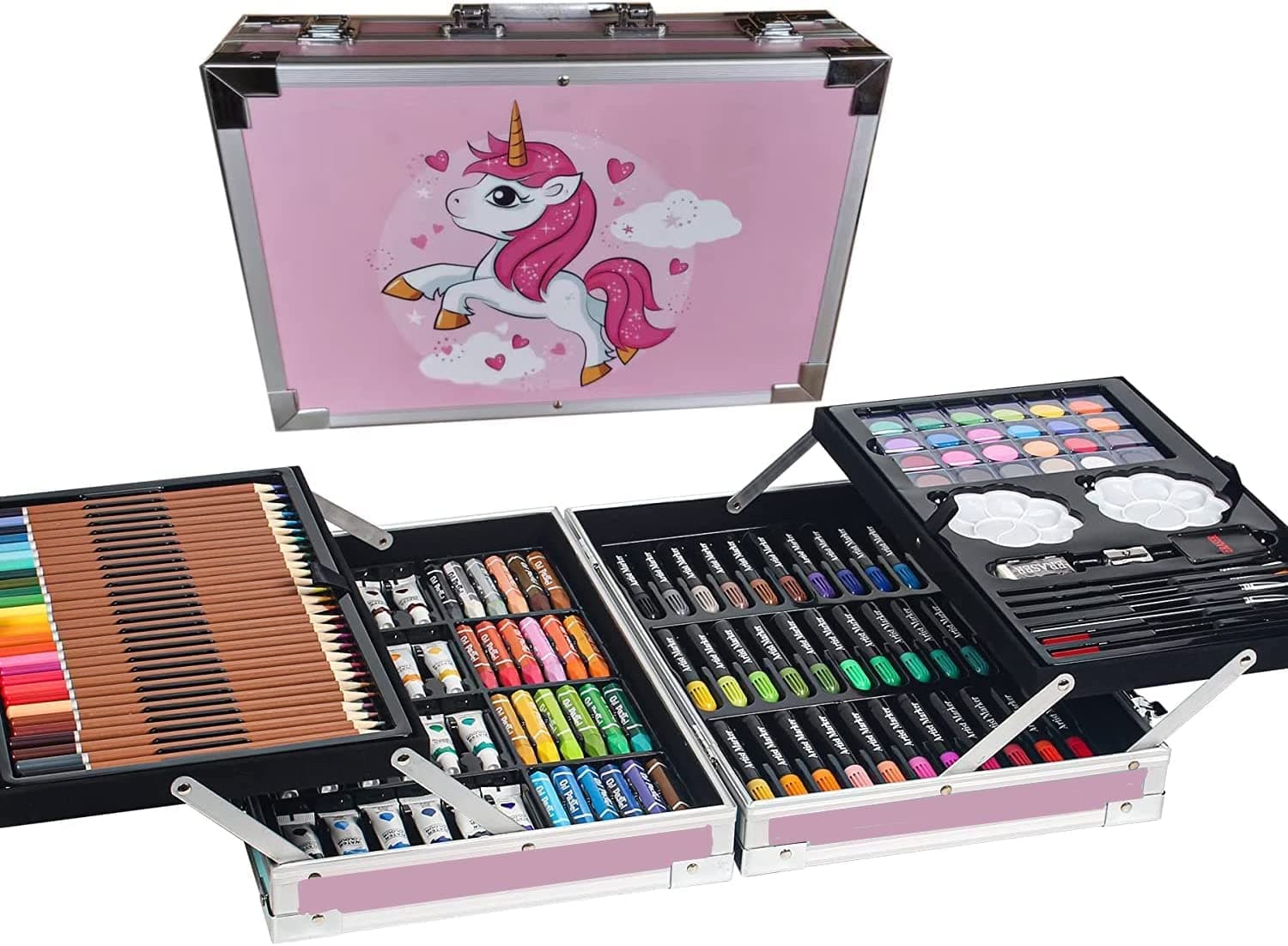THE GIFT FACTORY '''' 145-Pieces Unicorn Colouring Set with Metal Box