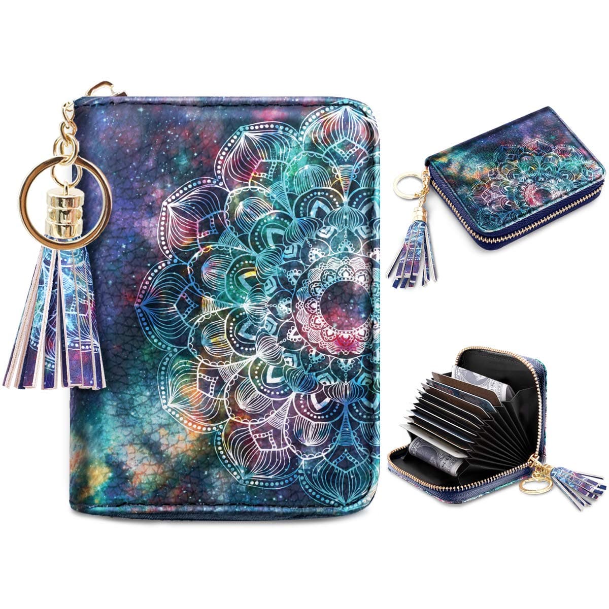 Women's Small Credit Card Wallet RFID Glitter Cute Credit Card Holder Wallets for Women