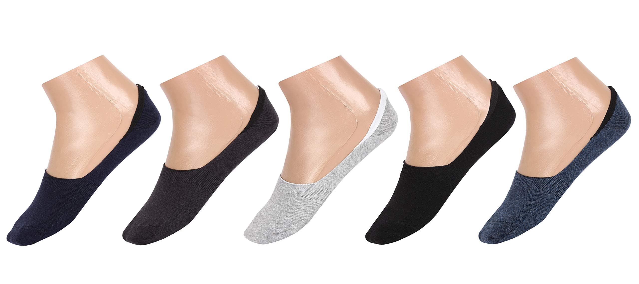 SIDEWOK Unisex Loafer Low Cut Pure Cotton Printed No Show Socks (Multicolour, Free Size) -Combo of 5 Pair (SCS-LL-04)