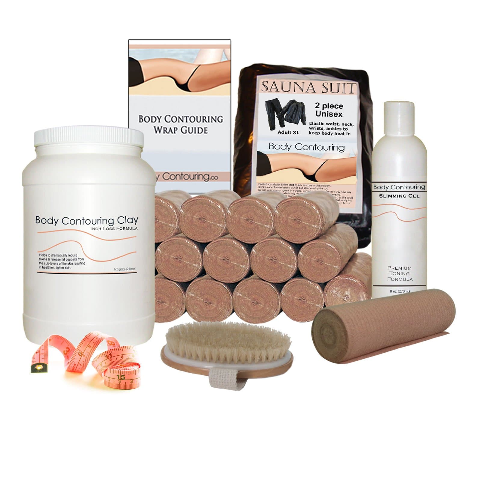 Body Contouring Clay Body Wrap Kit Deluxe - 16+ Full at Home Treatments - It Works Better!