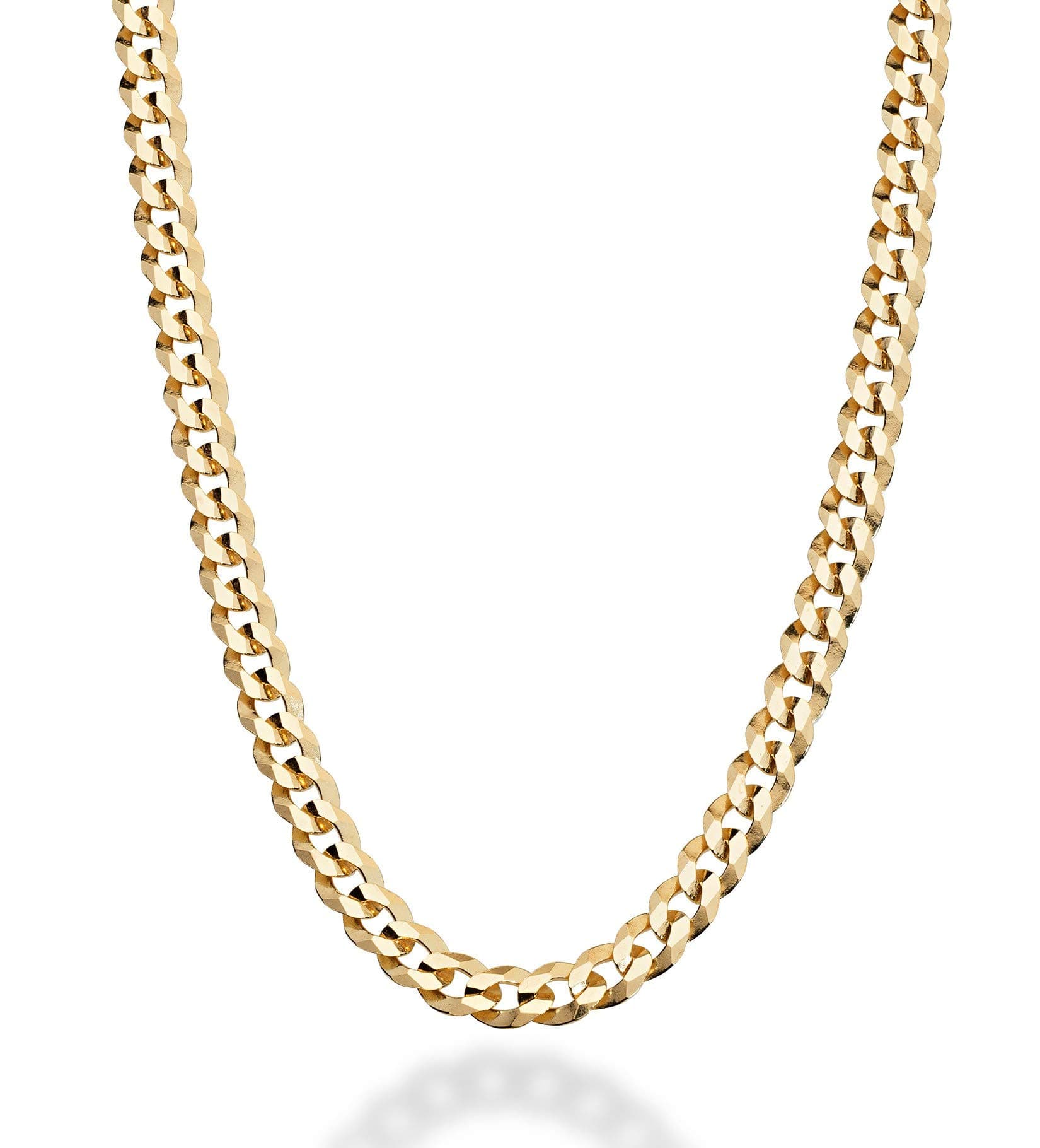Miabella Solid 18K Gold Sterling Silver Italian 5mm Diamond-Cut Cuban Link Curb Chain Necklace for Women Men 925 Sterling Silver Made in Italy