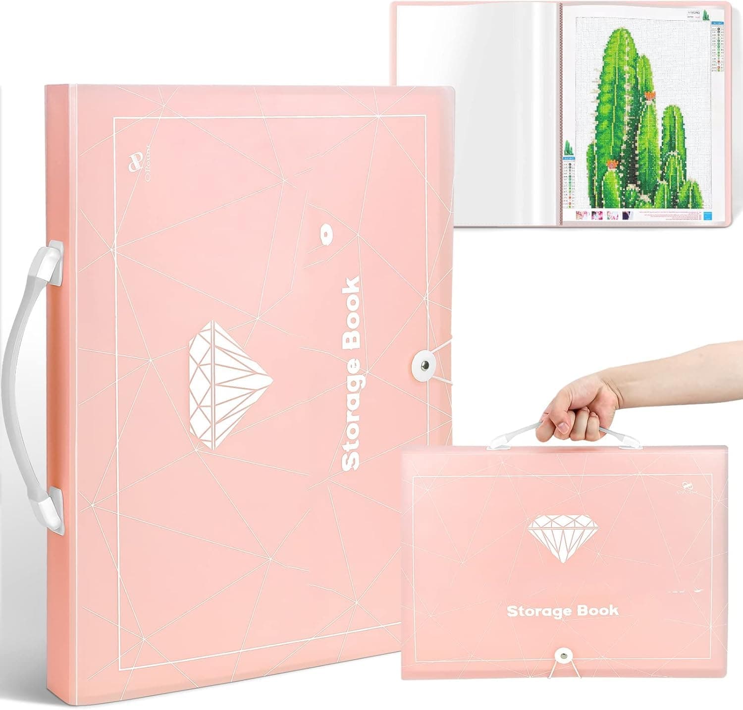 PP OPOUNT 60 Pocket A3 Diamond Art Storage Book with Handle, Hold Up to 120 Diamond Art, Diamond Art Folder Storage for Diamond Art Kits, Diamond Art Accessories