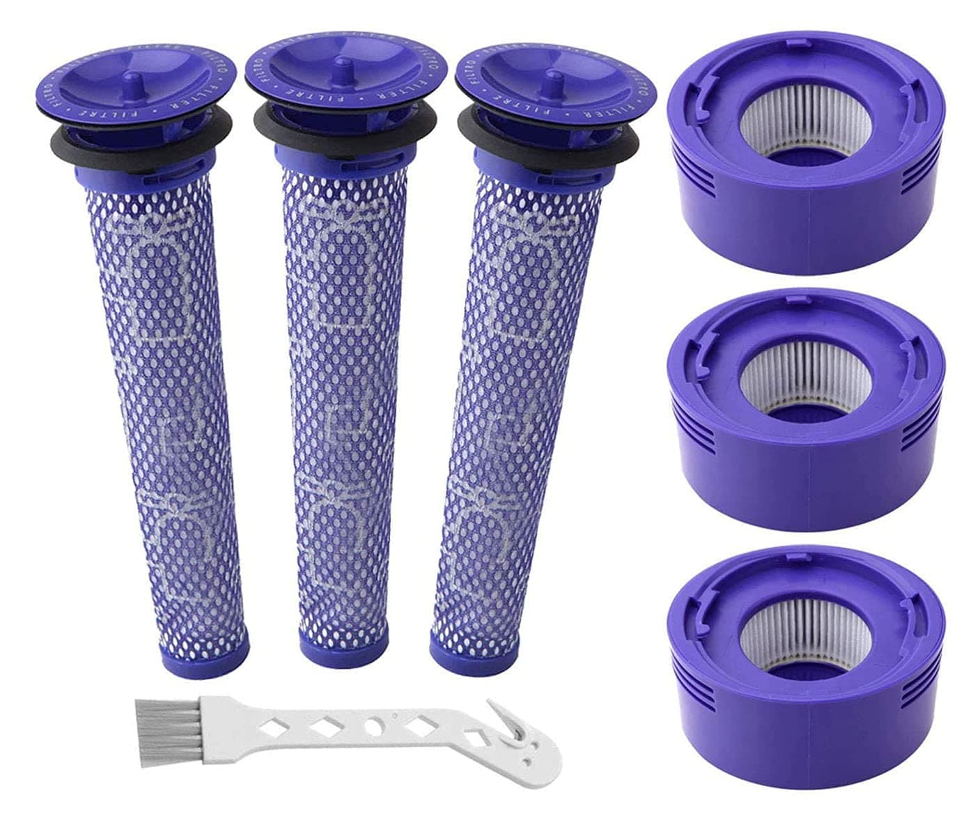 Wingsflying 6 Pack Vacuum Filter Replacement Kit for Dyson V8+, V8, V7 Absolute Animal Motorhead Vacuums, 3 HEPA Post Filter & 3 Pre Filter, Replaces Part # 965661-01 & 967478-01
