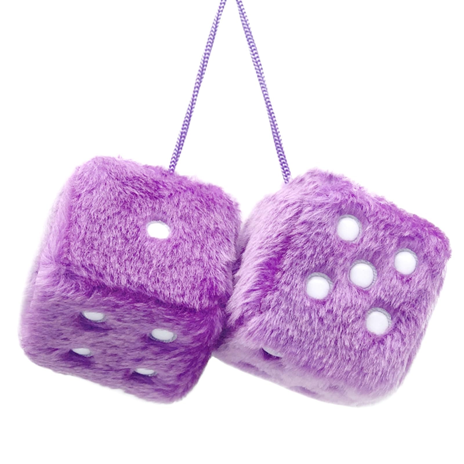 Purple Fuzzy Dice for Car Rear View Mirror, Pair of 2.75" Plush Dice Retro Hanging Ornaments Car Interior Rearview Mirror Decor Accessories (Purple)