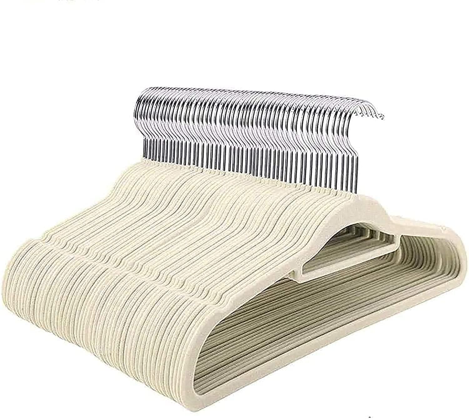 HOUSE DAY Lightweight and durable Velvet Hanger Ultra-Thin Space Saving,360degree Rotating Hook,20 Packs,Beige,Ideal for Coat,Jacket,Shirt,Dress,Trousers