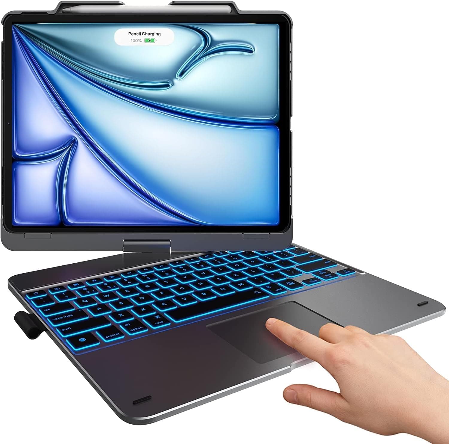 Touch Case with Keyboard for iPad Pro 13-inch(M5/M4, 2025/2024), iPad Air 13 (M3/M2, 2025/2024) & iPad Pro 12.9 (6th/5th/4th/3rd) with Trackpad, 360° Rotatable,11-Color Backlit(Space Gray25)