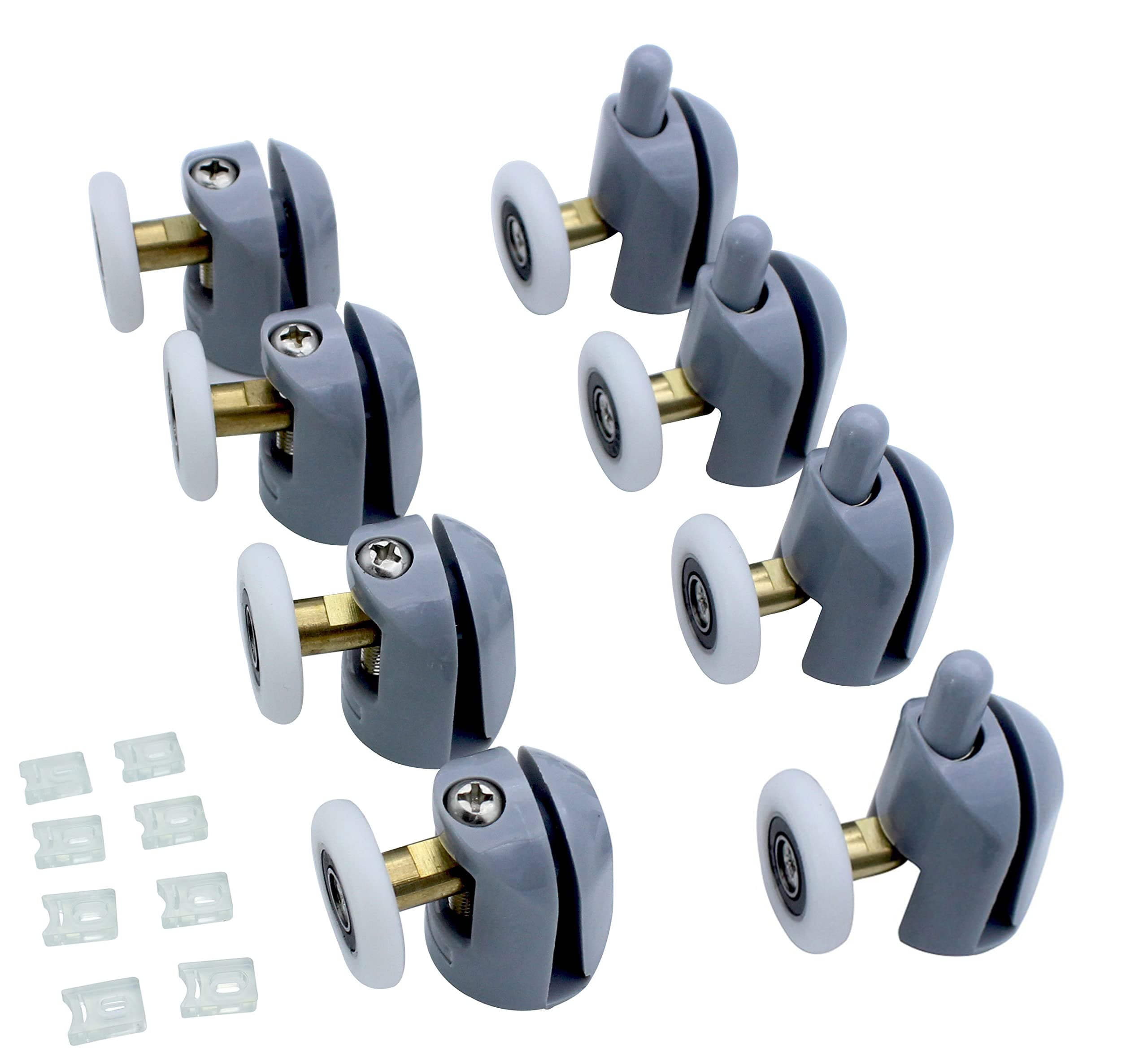 8pcs Shower Door Rollers, 23mm Diameter, Fits 4-6mm Glass Thickness, Easy DIY Replacement, Gray
