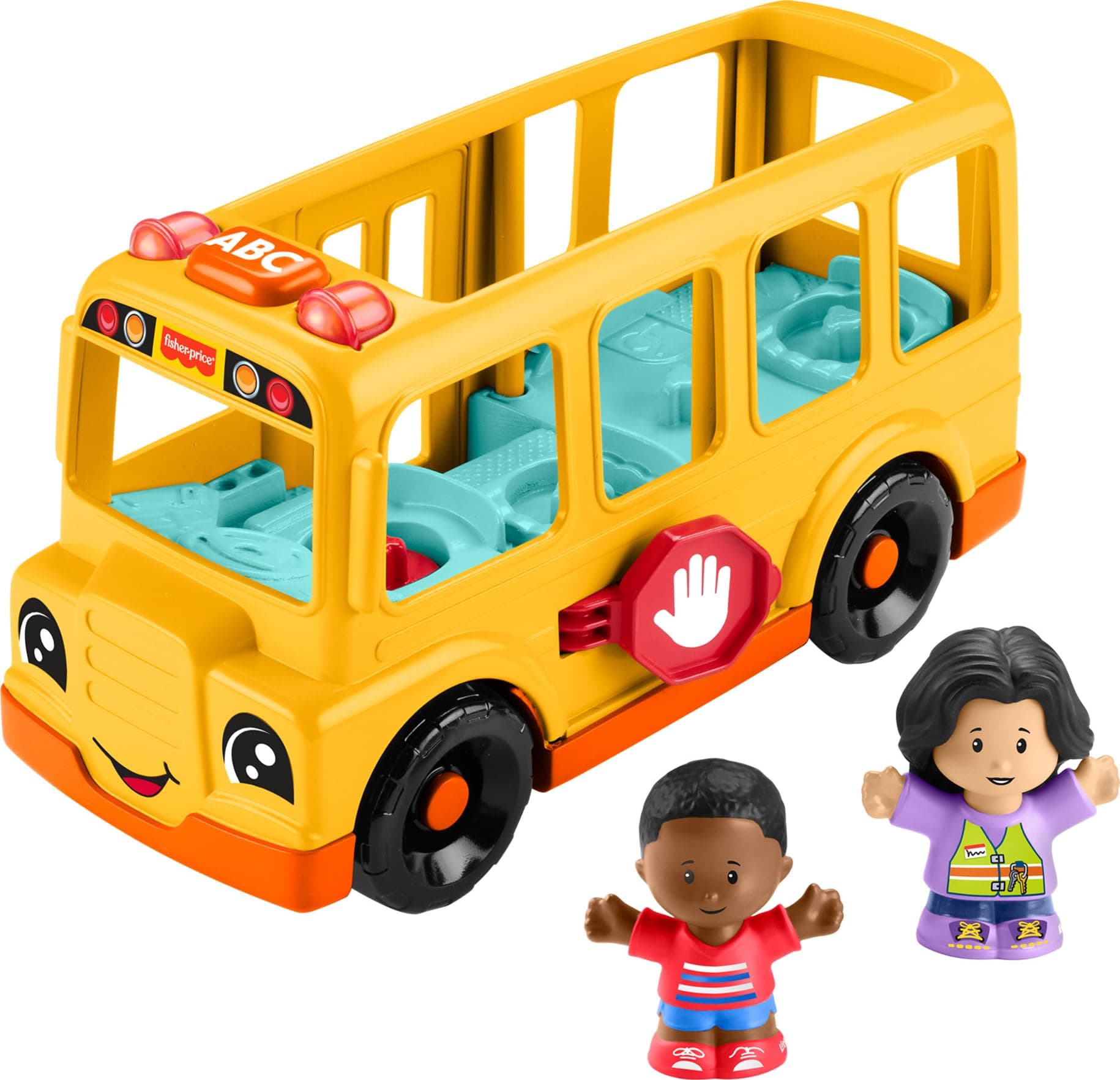 Little People Toddler Toy School Bus Musical Push-Along Vehicle with 2 Figures for Pretend Play Ages 1+ Years
