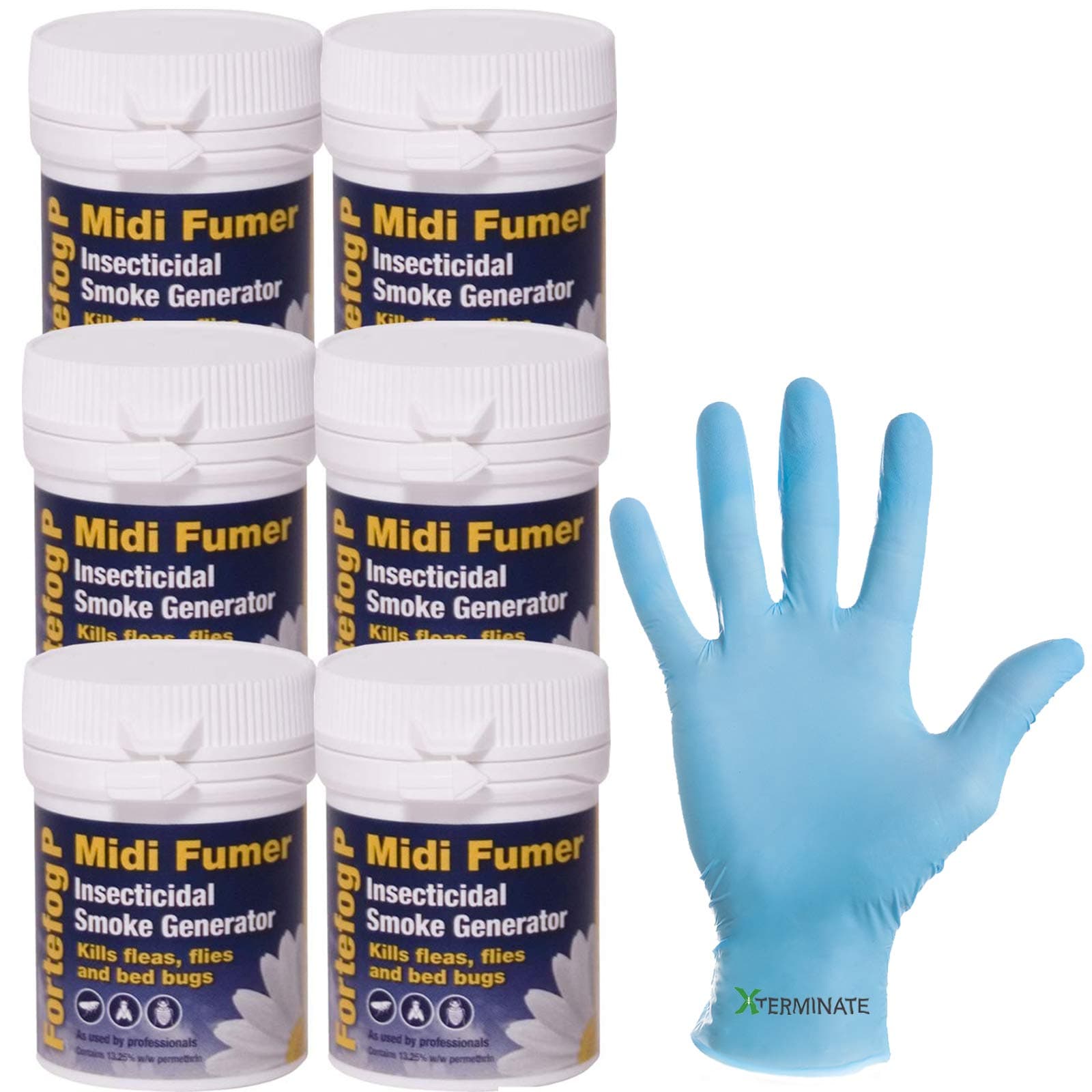 Xterminate 6 x Insecticidal Smoke Generator Fortefog P Midi Fumer 11g Insects Control Kills Fleas Bed Bugs Ants Cockroaches