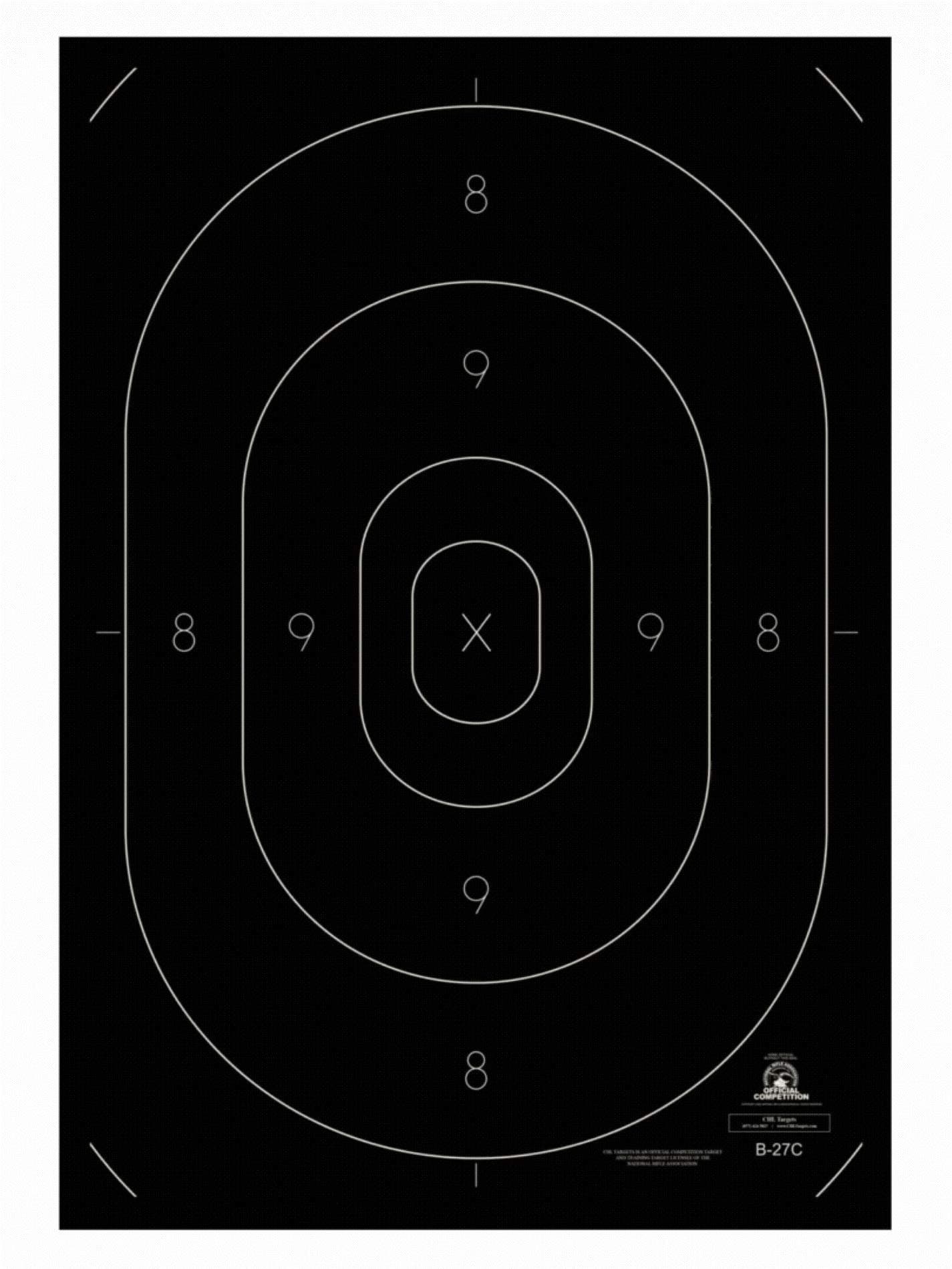Official NRA B-27C Shooting Range Target Center Official Law Enforcement NRA Police Standard Silhouette 12 3/8” x 18 1/2”